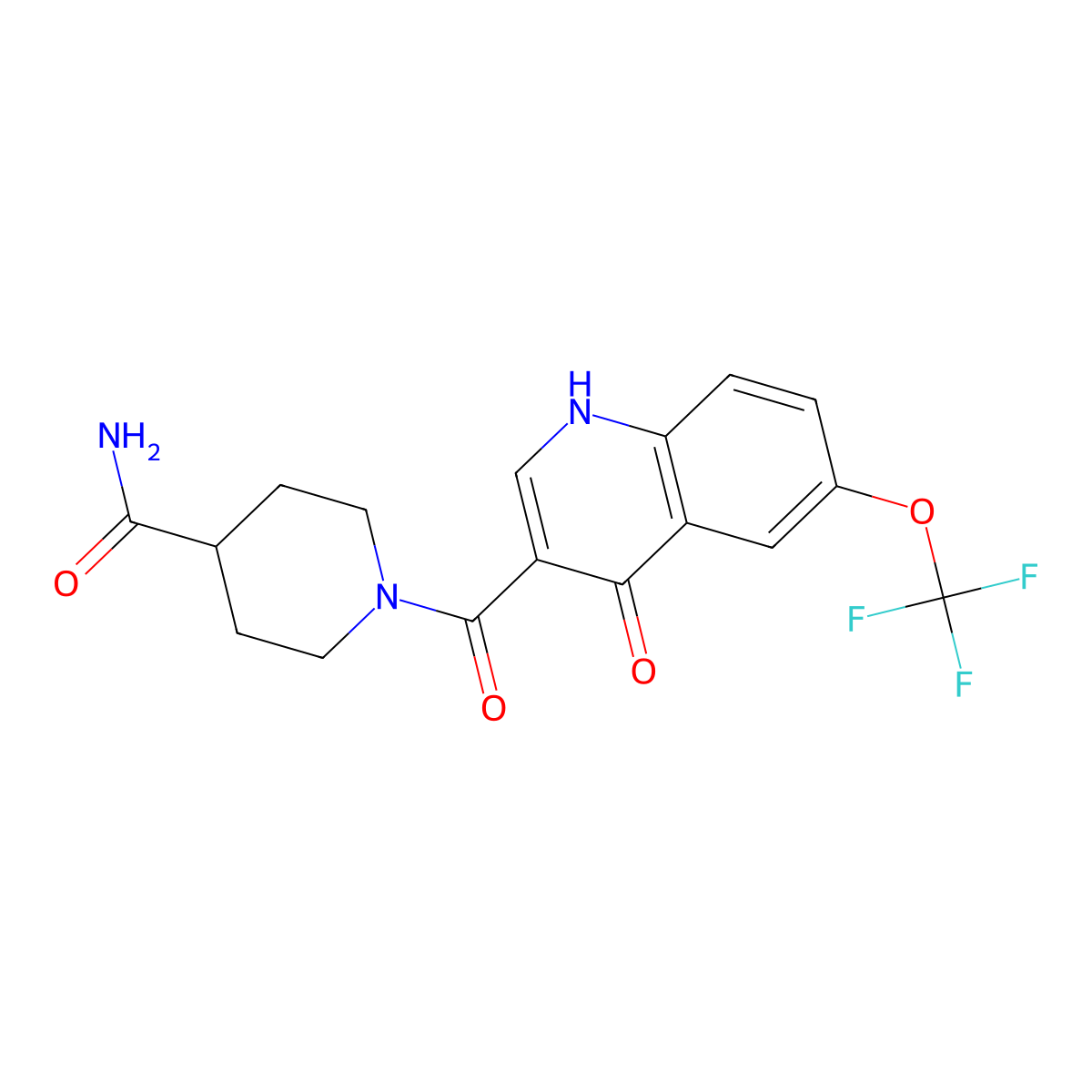 1-{[4-Hydroxy-6-(trifluoromethoxy)quinolin-3-yl]carbonyl}piperidine-4-carboxamide molecular structure, CAS 1232769-18-4