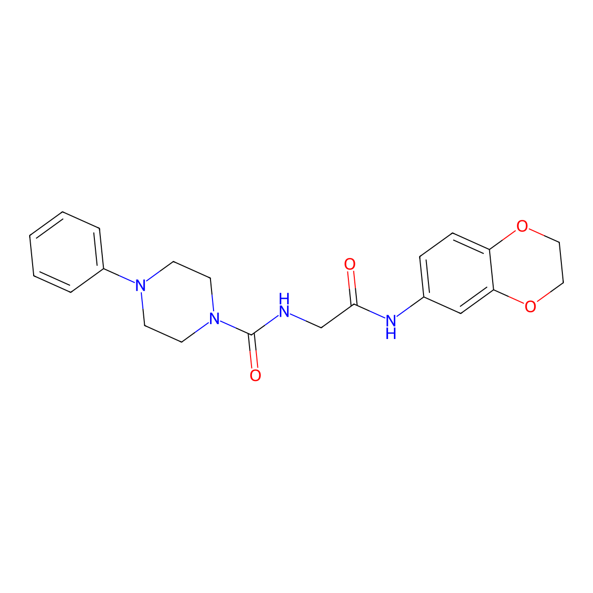 N-[2-(2,3-dihydro-1,4-benzodioxin-6-ylamino)-2-oxoethyl]-4-phenylpiperazine-1-carboxamide molecular structure, CAS 1232769-22-0