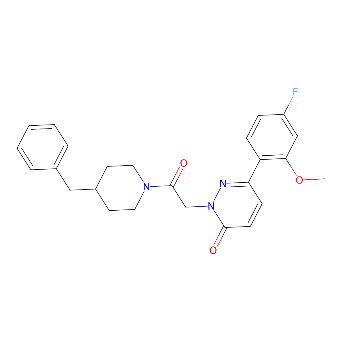 2-[2-(4-benzylpiperidin-1-yl)-2-oxoethyl]-6-(4-fluoro-2-methoxyphenyl)pyridazin-3(2H)-one molecular structure, CAS 1232769-26-4