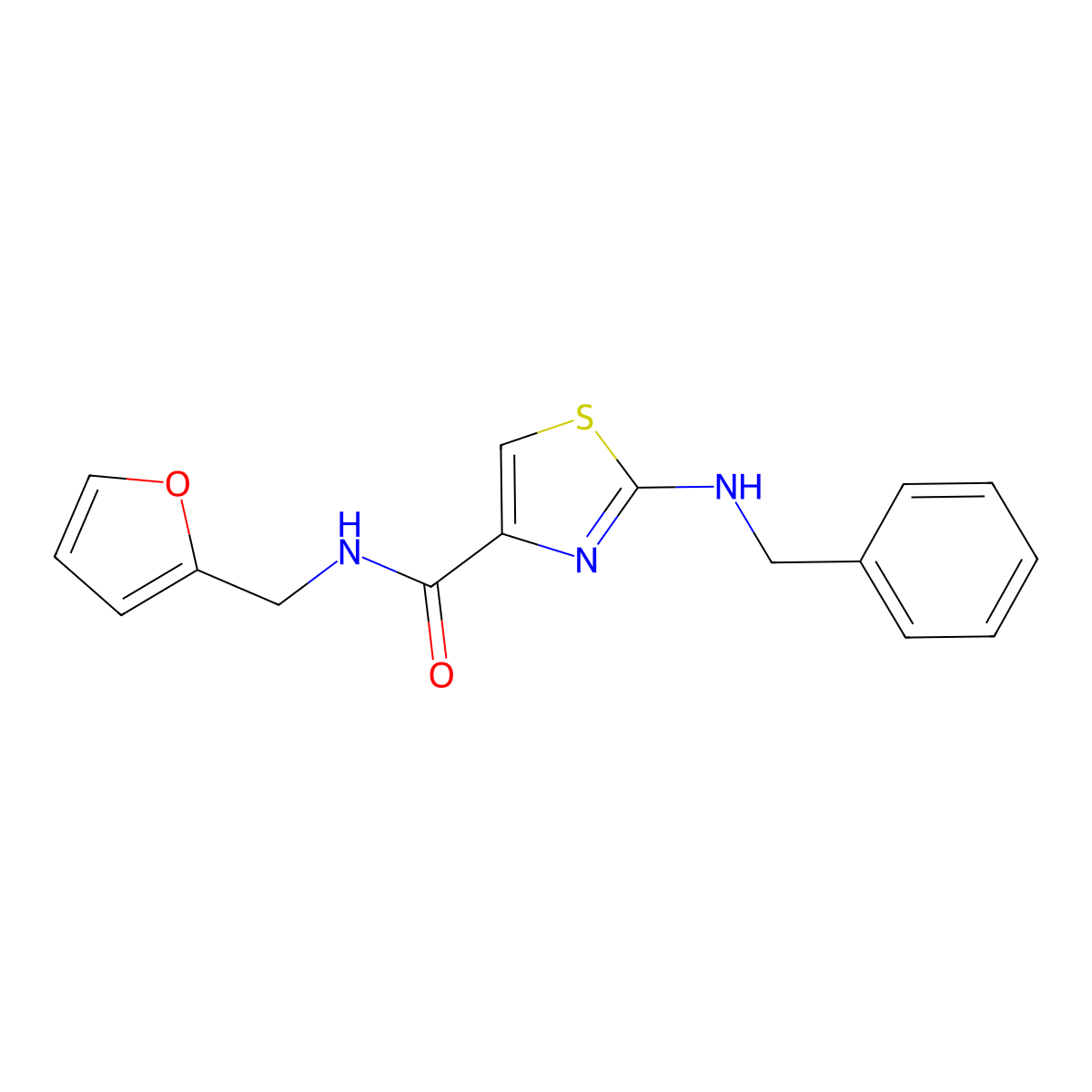 2-(benzylamino)-N-(2-furylmethyl)-1,3-thiazole-4-carboxamide molecular structure, CAS 1232769-44-6