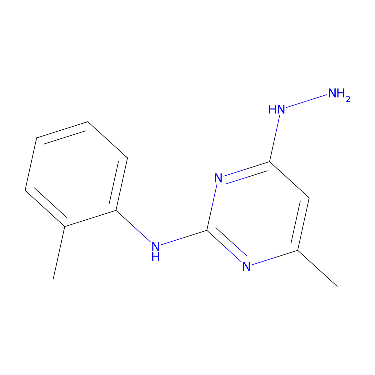 4-hydrazinyl-6-methyl-N-(2-methylphenyl)pyrimidin-2-amine molecular structure, CAS 1232769-64-0