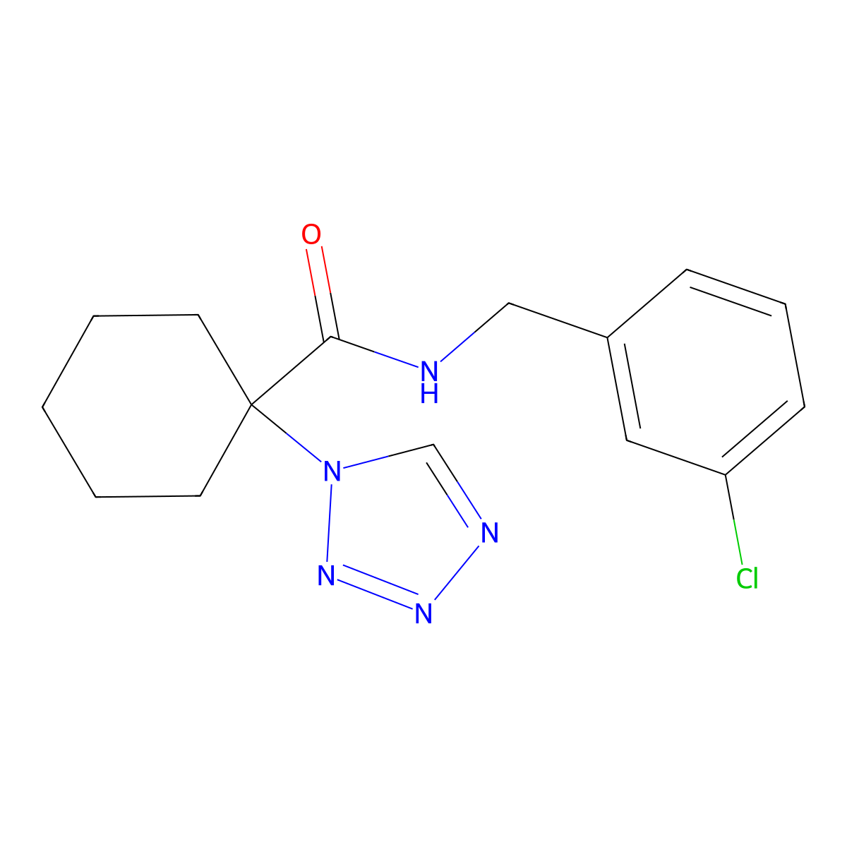 N-(3-chlorobenzyl)-1-(1H-tetrazol-1-yl)cyclohexanecarboxamide molecular structure, CAS 1232769-80-0