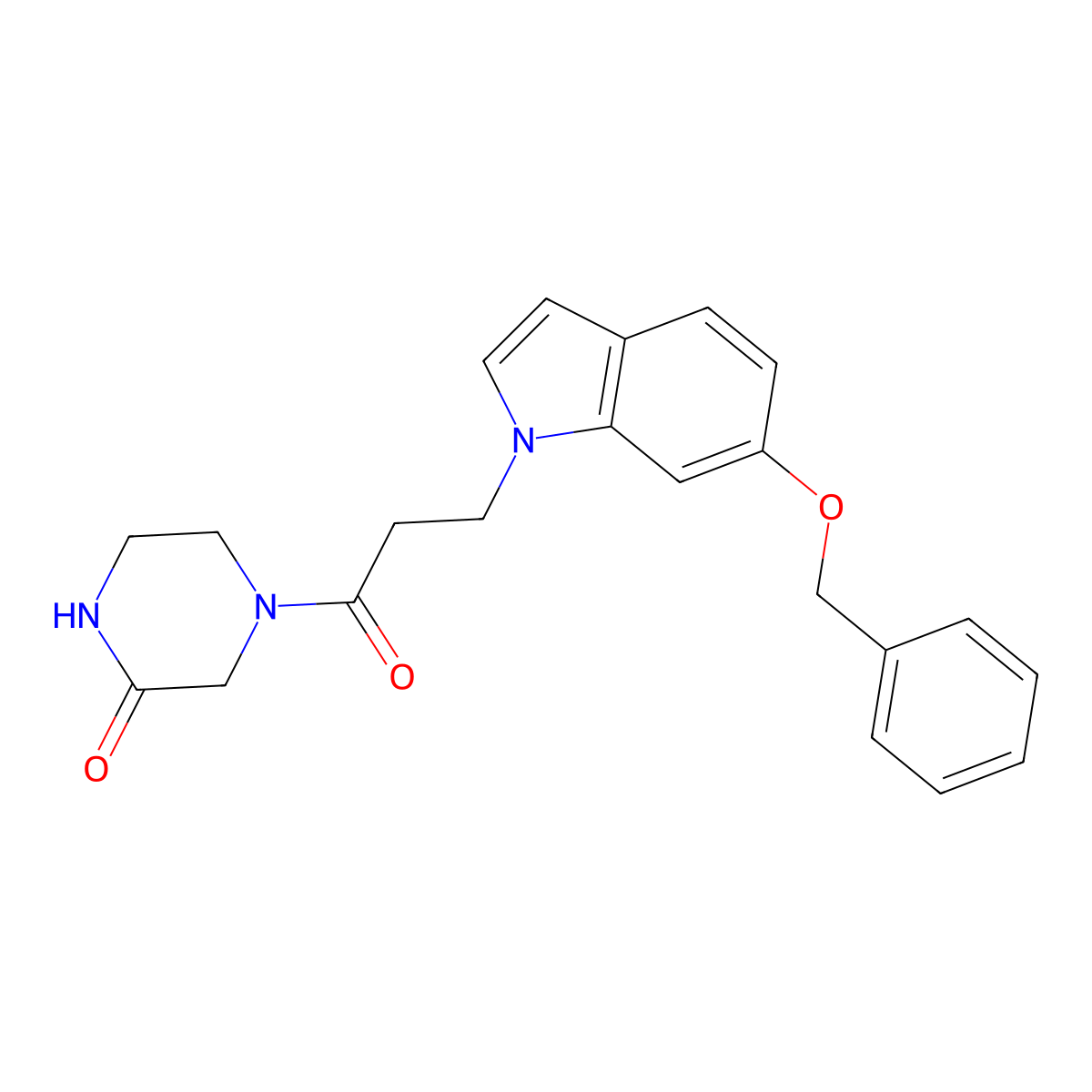 4-{3-[6-(benzyloxy)-1H-indol-1-yl]propanoyl}piperazin-2-one molecular structure, CAS 1232769-86-6