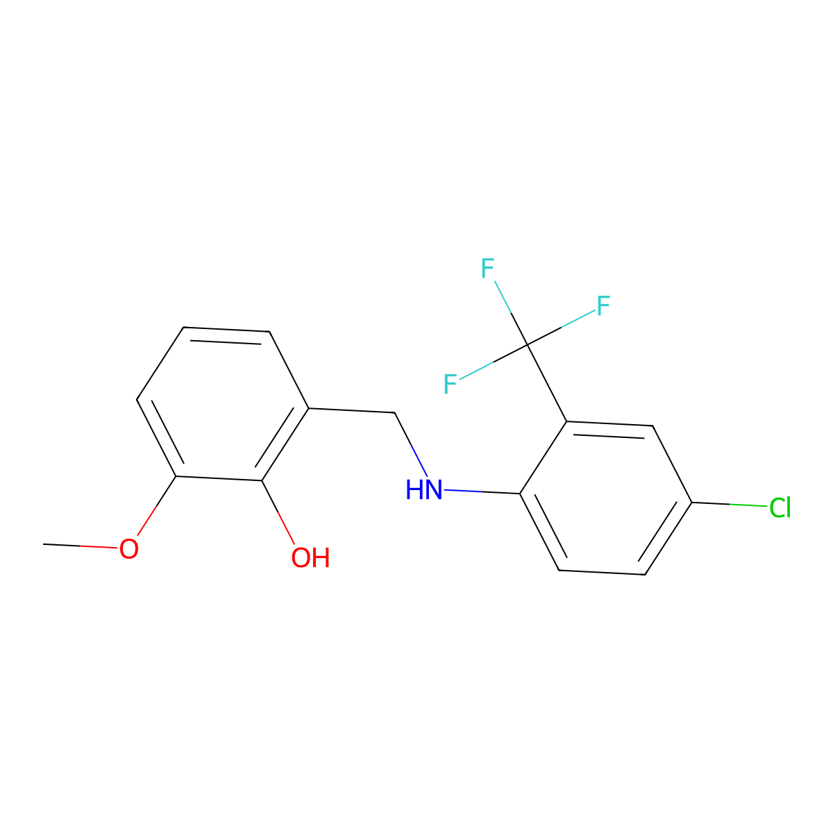 2-({[4-Chloro-2-(trifluoromethyl)phenyl]amino}methyl)-6-methoxyphenol molecular structure, CAS 1232770-19-2