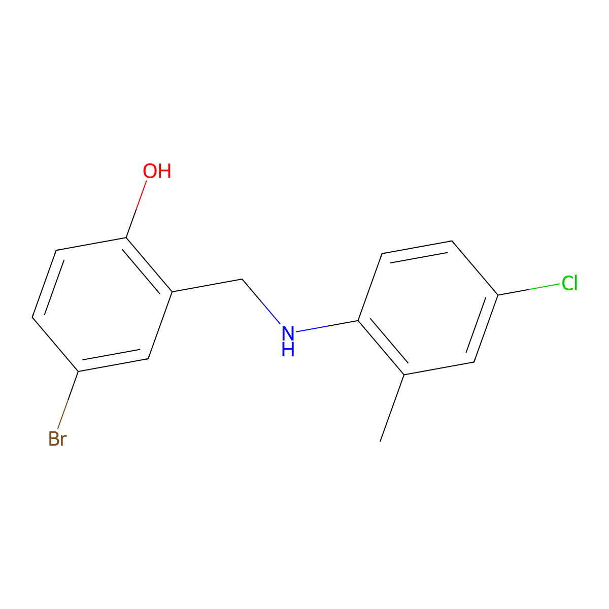 4-Bromo-2-{[(4-chloro-2-methylphenyl)amino]methyl}phenol molecular structure, CAS 1232770-88-5