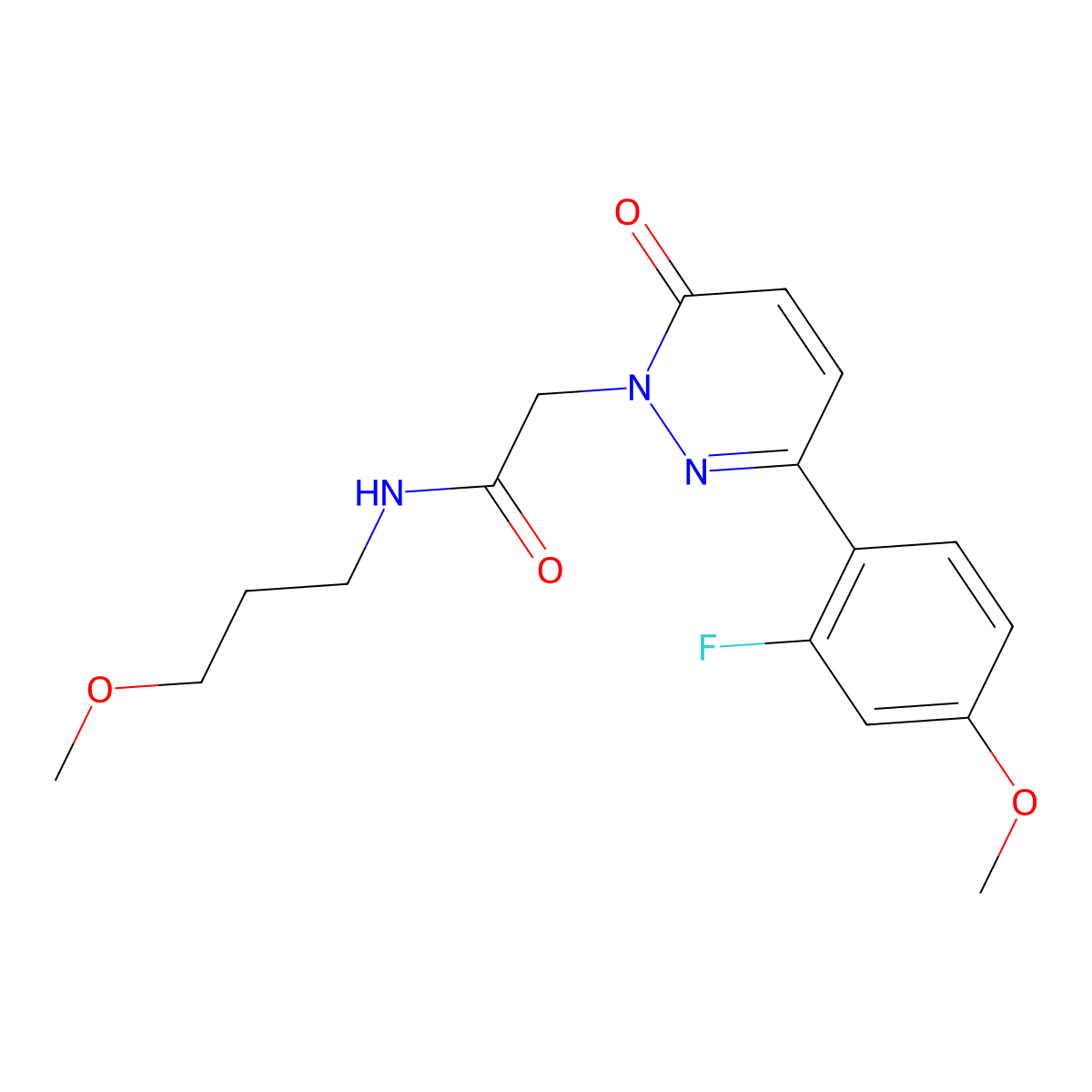 2-(3-(2-fluoro-4-methoxyphenyl)-6-oxopyridazin-1(6H)-yl)-N-(3-methoxypropyl)acetamide molecular structure, CAS 1232770-94-3