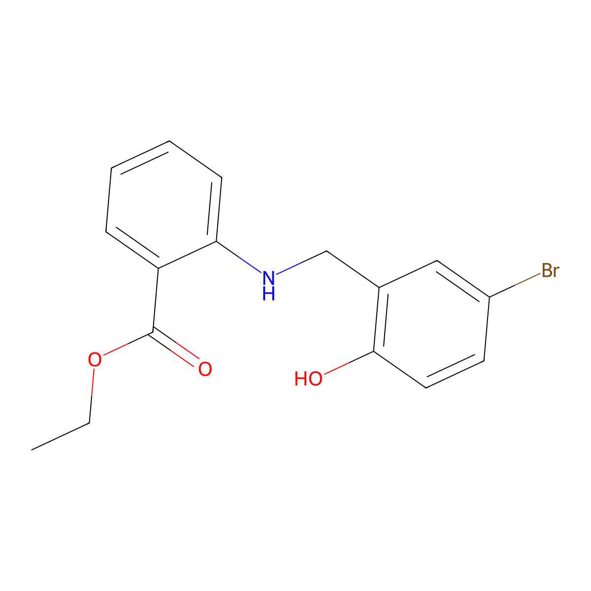 Ethyl 2-[(5-bromo-2-hydroxybenzyl)amino]benzoate molecular structure, CAS 1232771-23-1