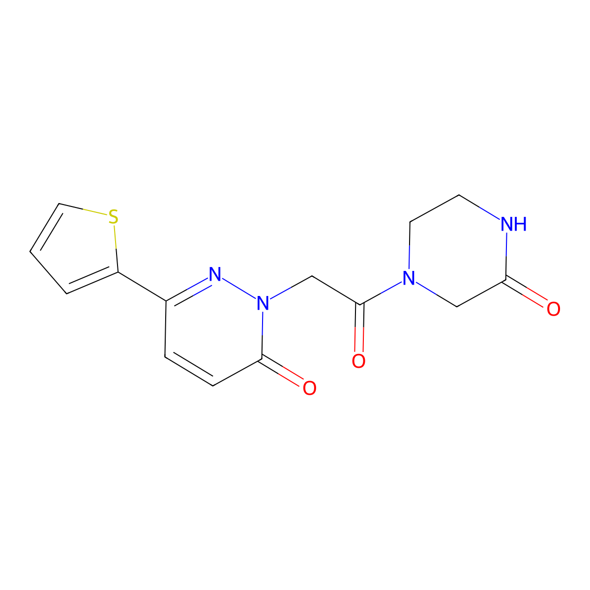 2-[2-oxo-2-(3-oxopiperazino)ethyl]-6-(2-thienyl)-3(2H)-pyridazinone molecular structure, CAS 1232771-25-3