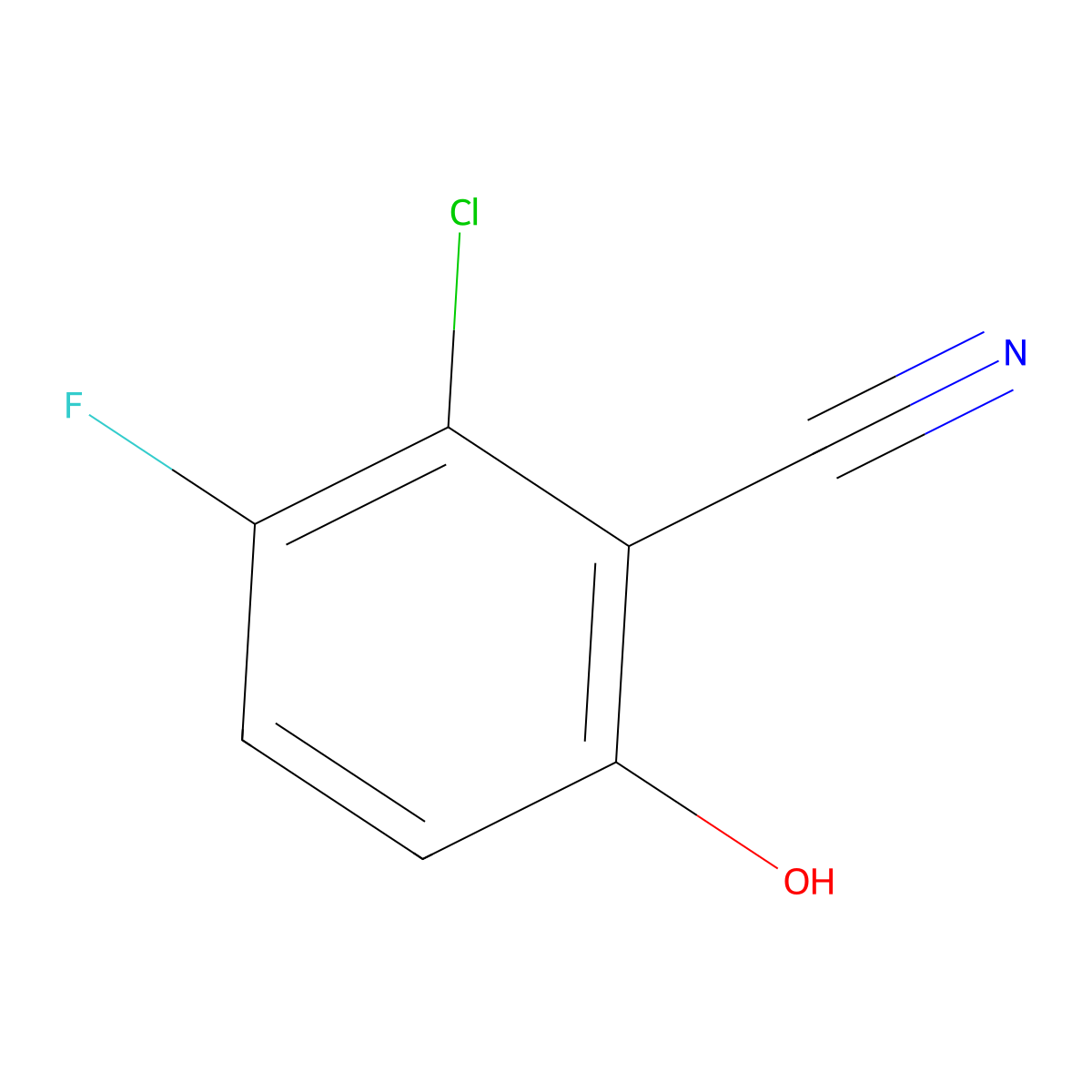 2-Chloro-3-fluoro-6-hydroxybenzonitrile molecular structure, CAS 1232774-19-4