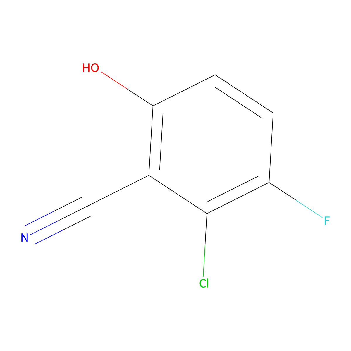 2-Chloro-3-fluoro-6-hydroxybenzonitrile molecular structure, CAS 1232774-19-4