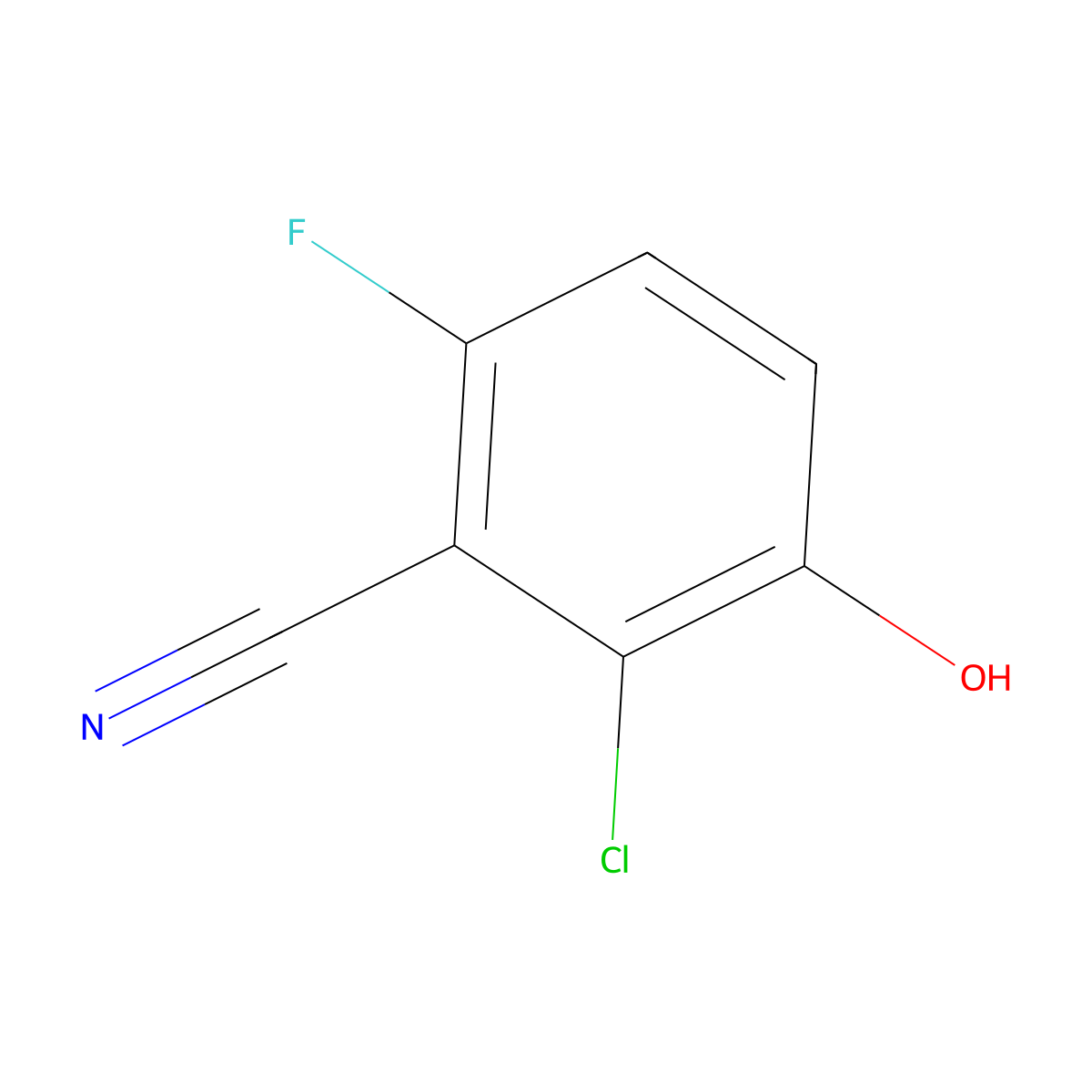 2-Chloro-6-fluoro-3-hydroxybenzonitrile molecular structure, CAS 1232774-20-7