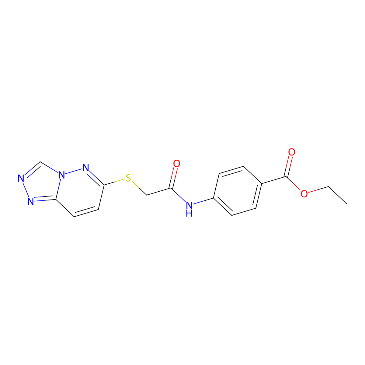 Ethyl 4-{[([1,2,4]triazolo[4,3-b]pyridazin-6-ylsulfanyl)acetyl]amino}benzoate molecular structure, CAS 1232776-16-7