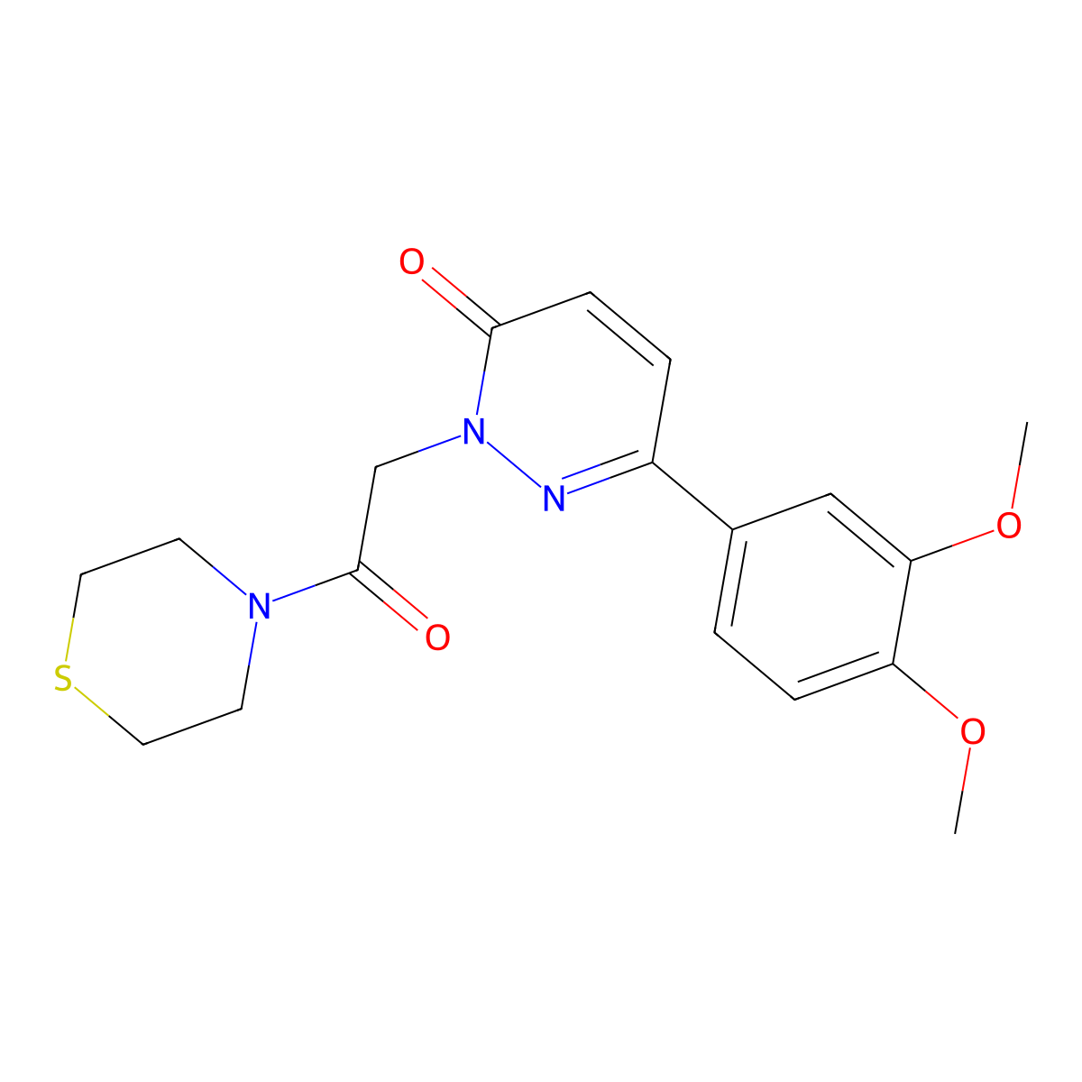 6-(3,4-dimethoxyphenyl)-2-[2-oxo-2-(thiomorpholin-4-yl)ethyl]pyridazin-3(2H)-one molecular structure, CAS 1232776-32-7