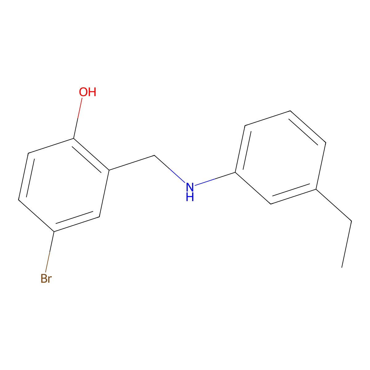 4-Bromo-2-{[(3-ethylphenyl)amino]methyl}phenol molecular structure, CAS 1232776-35-0