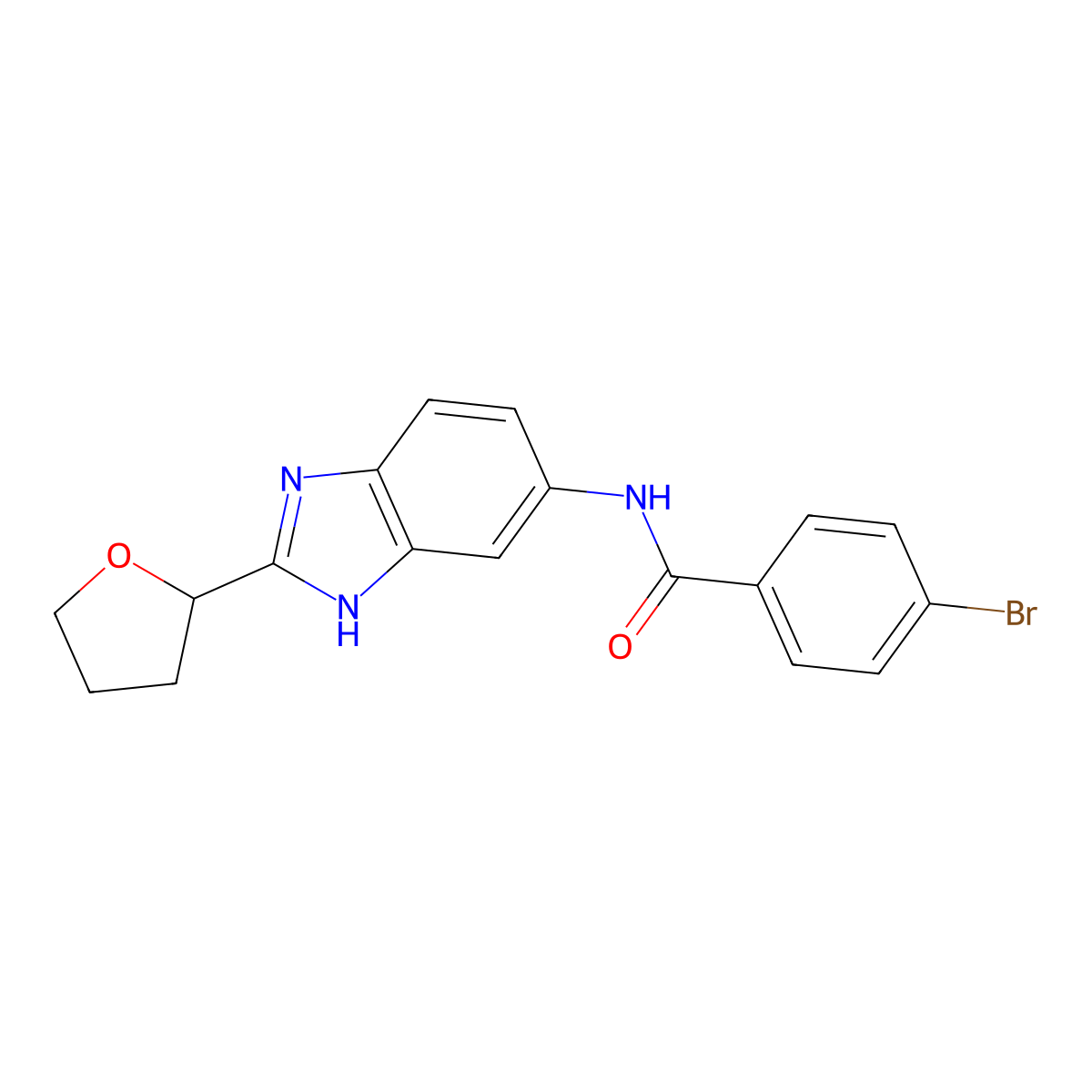 4-bromo-N-[2-(tetrahydrofuran-2-yl)-1H-benzimidazol-5-yl]benzamide molecular structure, CAS 1232776-39-4