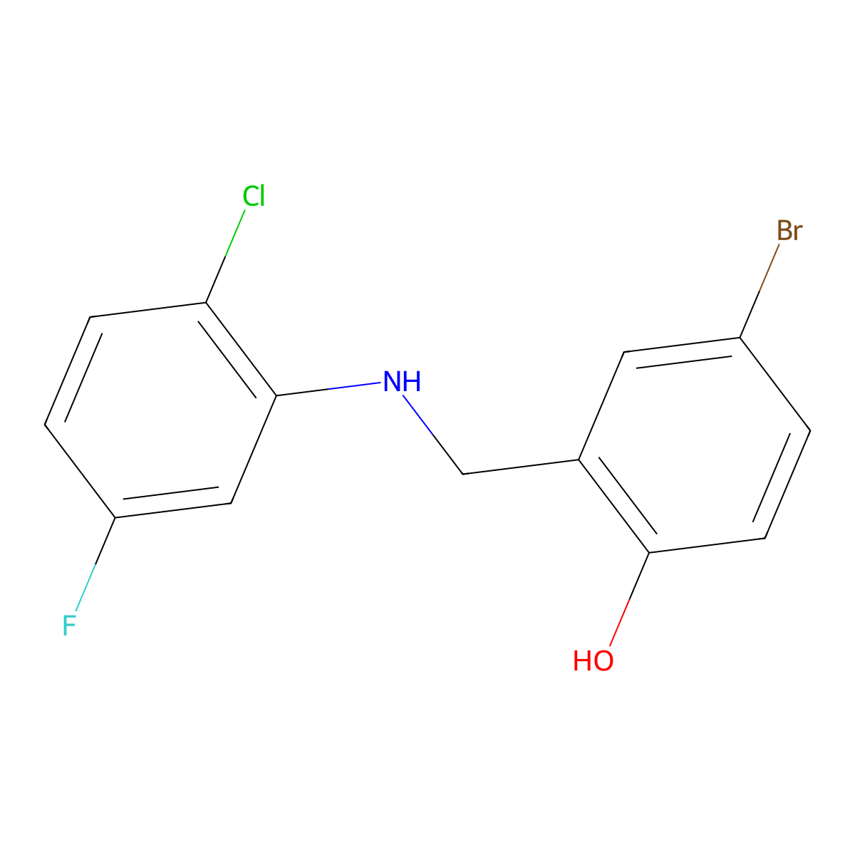 4-Bromo-2-{[(2-chloro-5-fluorophenyl)amino]methyl}phenol molecular structure, CAS 1232776-49-6