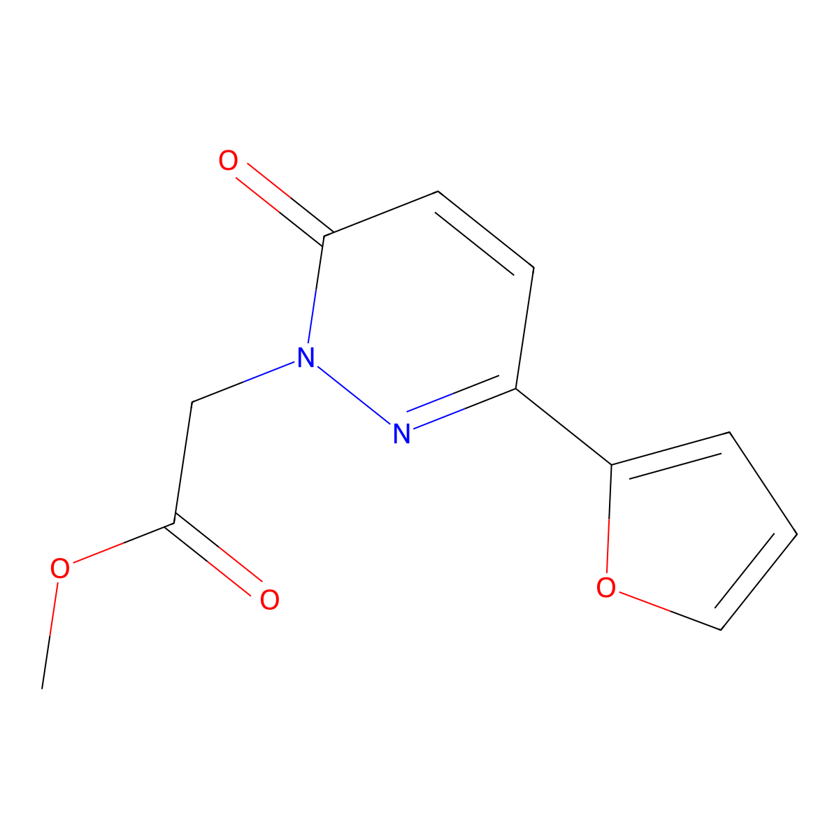 Methyl 2-[3-(furan-2-yl)-6-oxo-1,6-dihydropyridazin-1-yl]acetate molecular structure, CAS 1232776-63-4