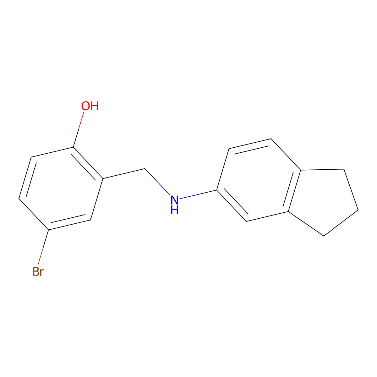 4-bromo-2-[(2,3-dihydro-1H-inden-5-ylamino)methyl]phenol molecular structure, CAS 1232776-76-9