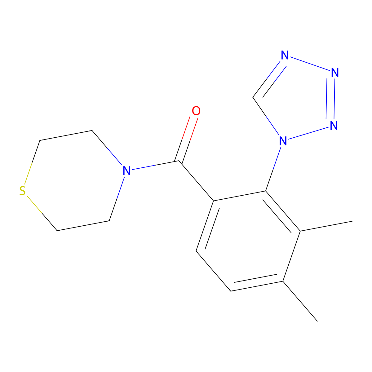 [3,4-dimethyl-2-(1H-tetrazol-1-yl)phenyl](thiomorpholin-4-yl)methanone molecular structure, CAS 1232776-89-4