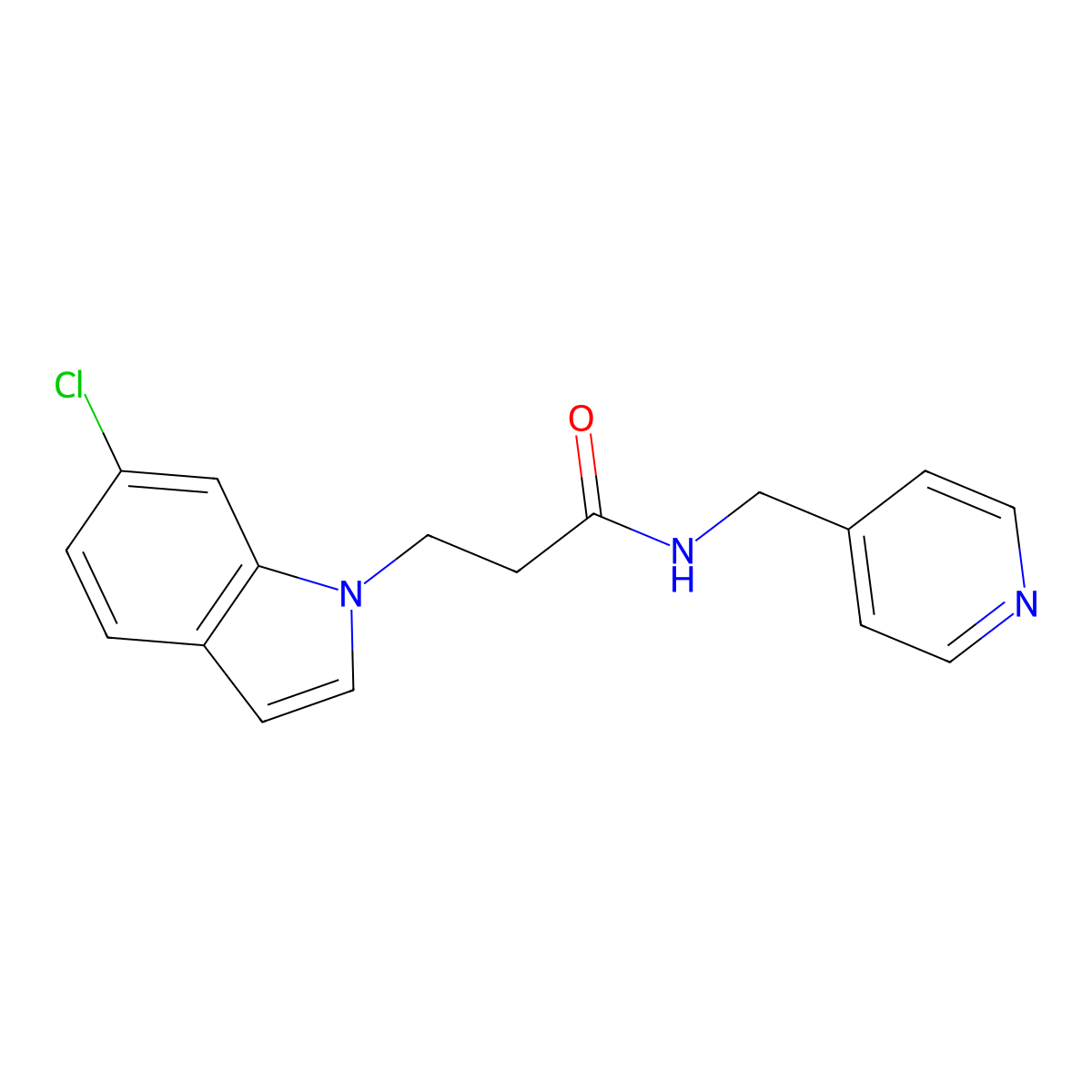 3-(6-chloro-1H-indol-1-yl)-N-(pyridin-4-ylmethyl)propanamide molecular structure, CAS 1232777-41-1