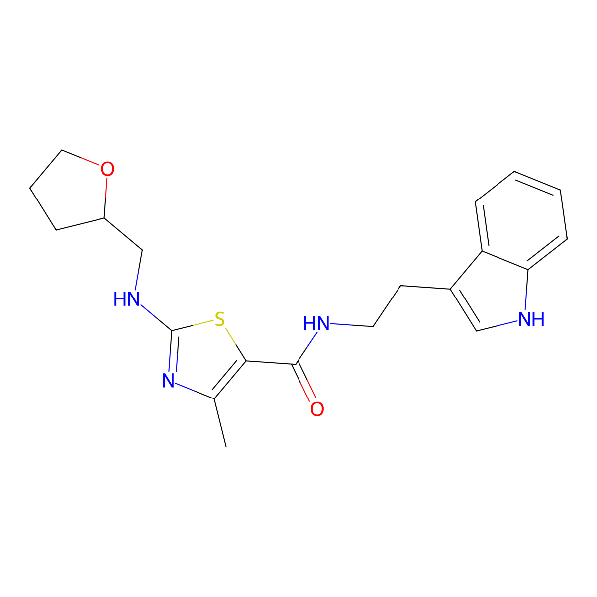 N-[2-(1H-indol-3-yl)ethyl]-4-methyl-2-[(tetrahydrofuran-2-ylmethyl)amino]-1,3-thiazole-5-carboxamide molecular structure, CAS 1232777-61-5