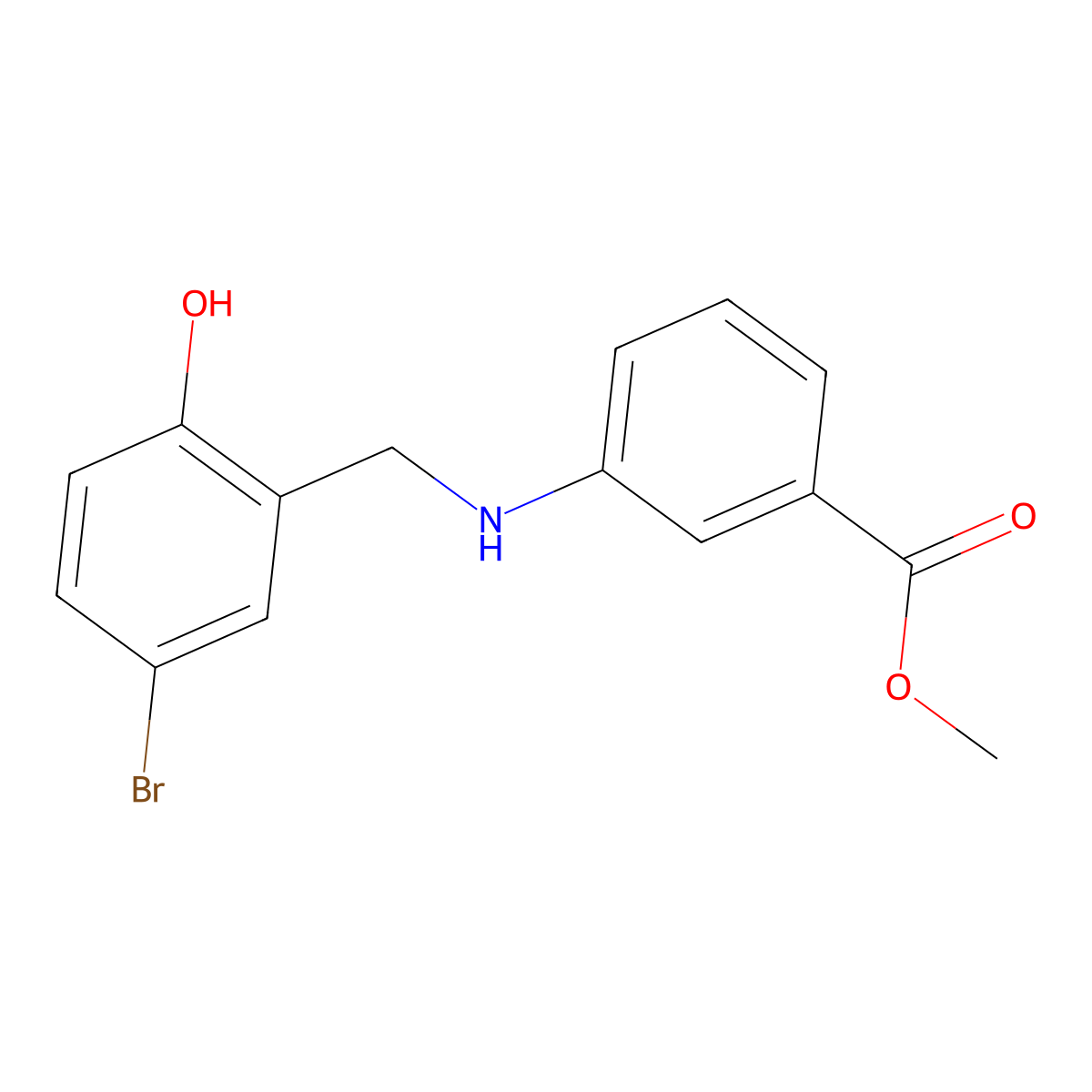 Methyl 3-[(5-bromo-2-hydroxybenzyl)amino]benzoate molecular structure, CAS 1232777-66-0