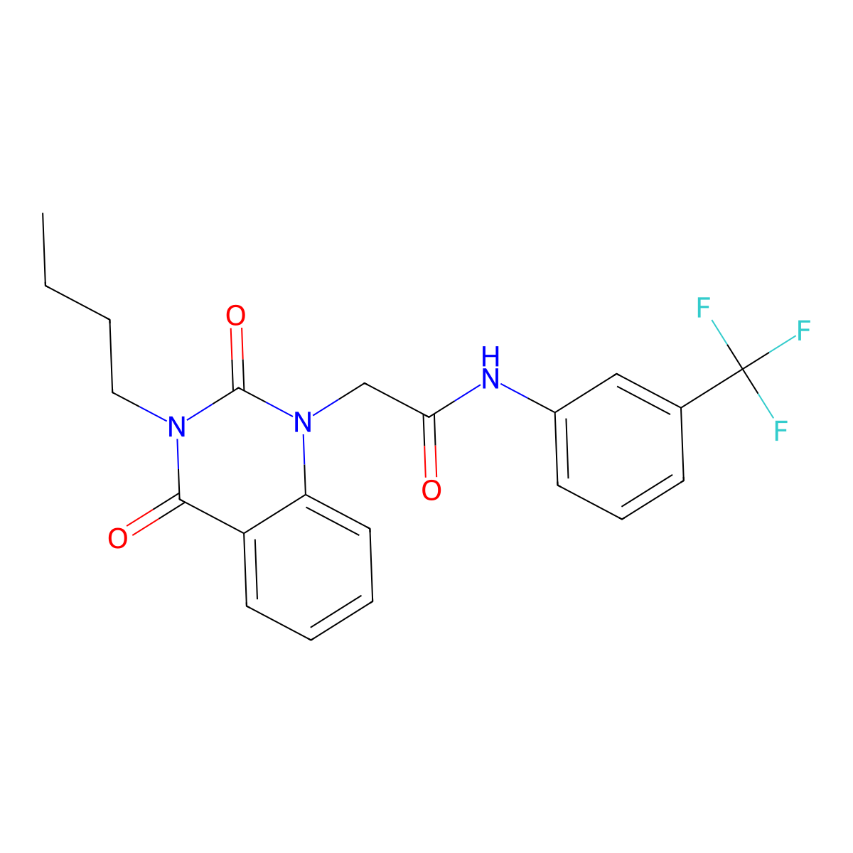 2-(3-butyl-2,4-dioxo-3,4-dihydroquinazolin-1(2H)-yl)-N-[3-(trifluoromethyl)phenyl]acetamide molecular structure, CAS 1232777-70-6
