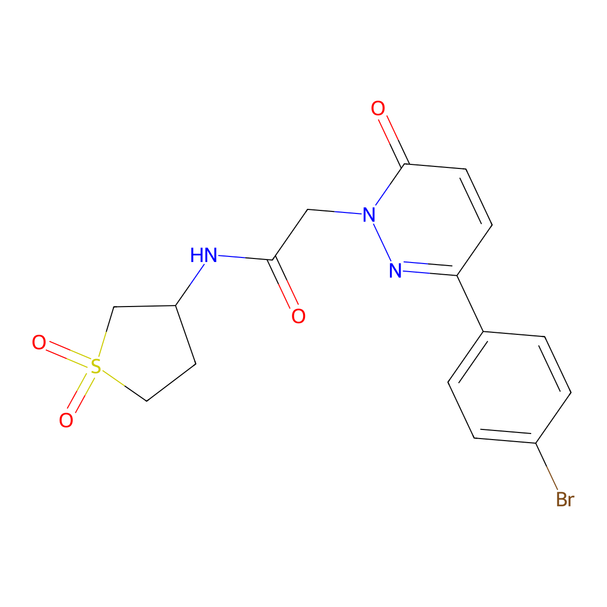 2-(3-(4-bromophenyl)-6-oxopyridazin-1(6H)-yl)-N-(1,1-dioxidotetrahydrothiophen-3-yl)acetamide molecular structure, CAS 1232778-14-1
