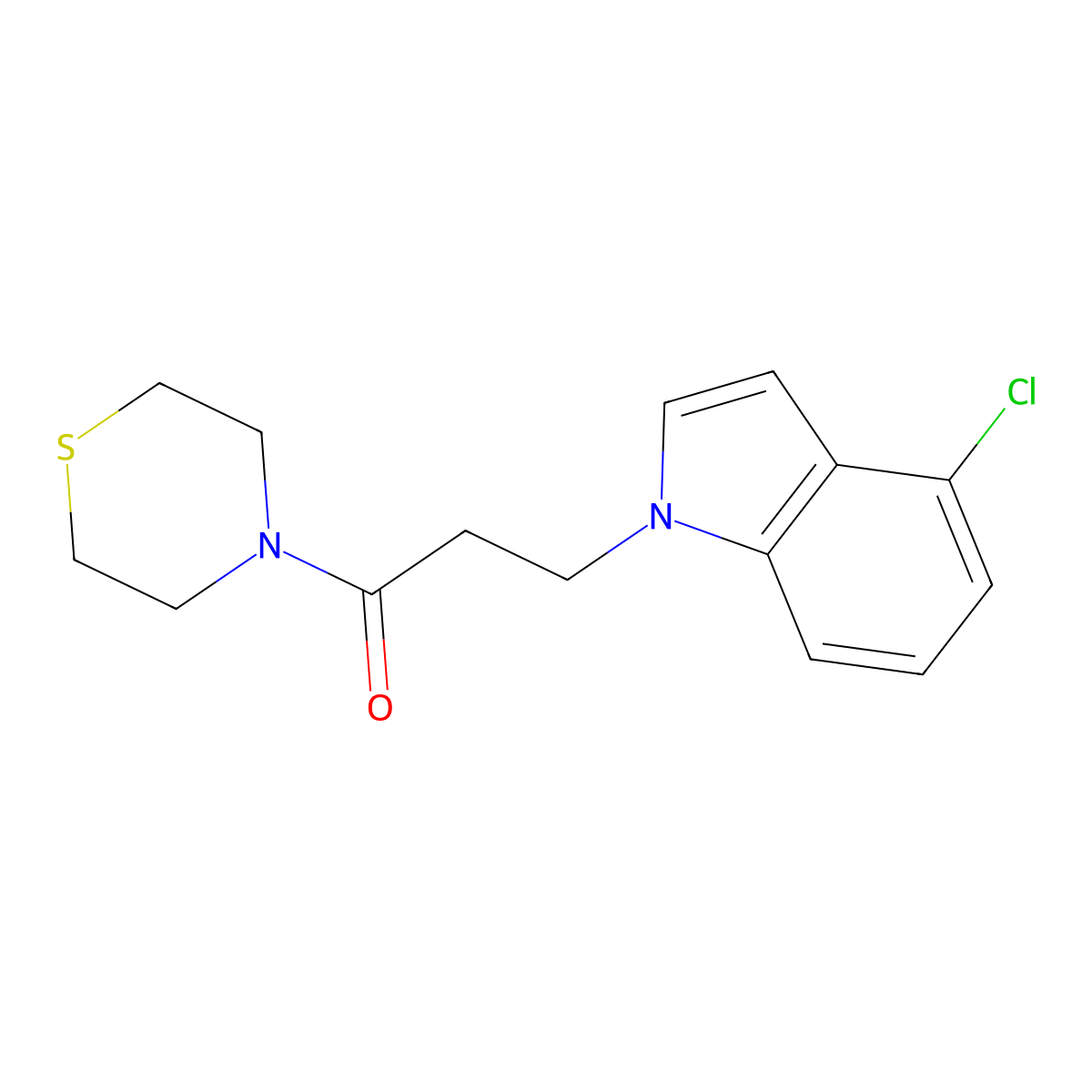 3-(4-chloro-1H-indol-1-yl)-1-(thiomorpholin-4-yl)propan-1-one molecular structure, CAS 1232778-28-7