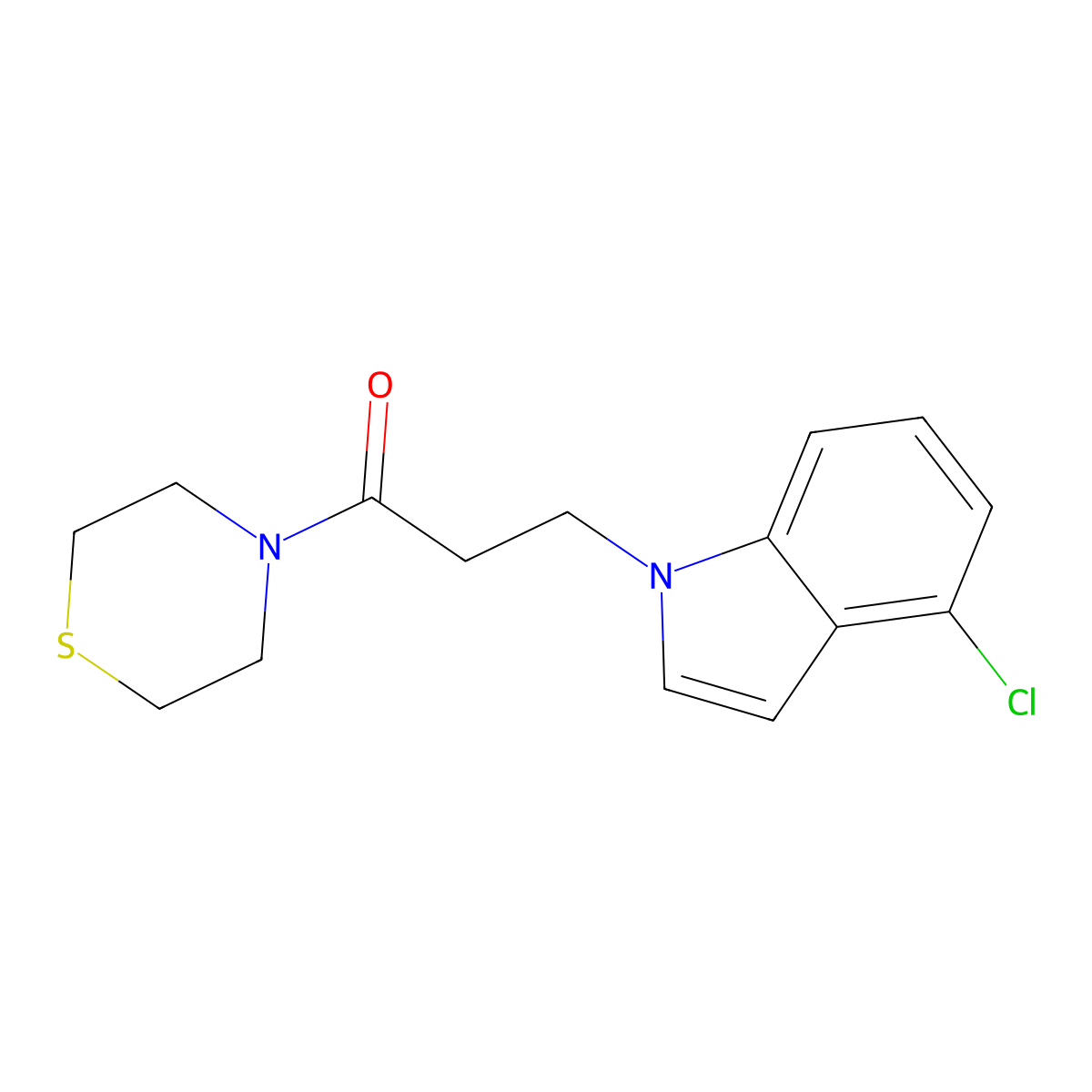 3-(4-chloro-1H-indol-1-yl)-1-(thiomorpholin-4-yl)propan-1-one molecular structure, CAS 1232778-28-7