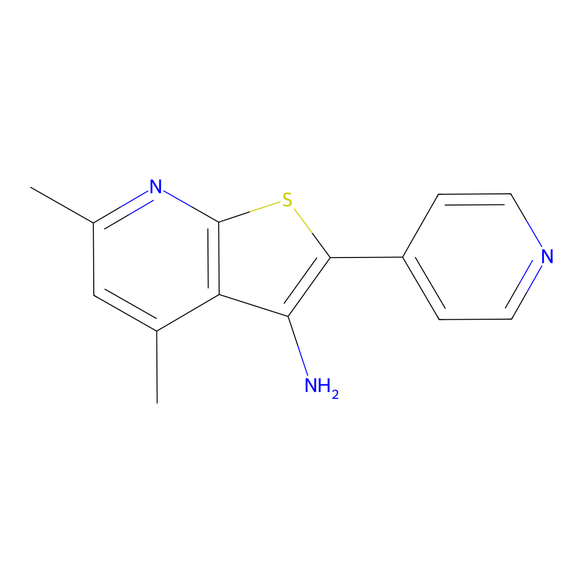4,6-Dimethyl-2-(pyridin-4-yl)thieno[2,3-b]pyridin-3-amine molecular structure, CAS 1232778-30-1
