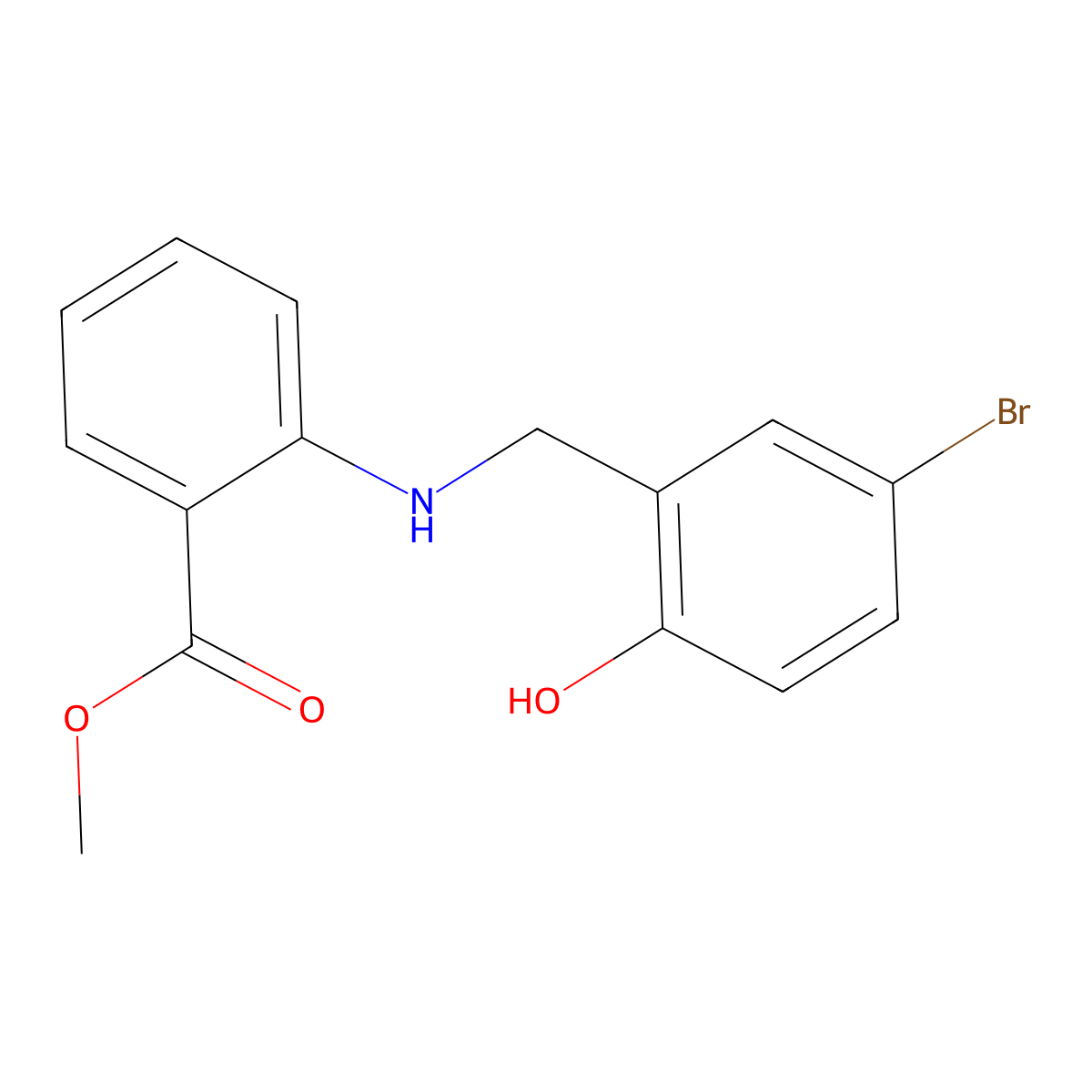 Methyl 2-[(5-bromo-2-hydroxybenzyl)amino]benzoate molecular structure, CAS 1232778-31-2