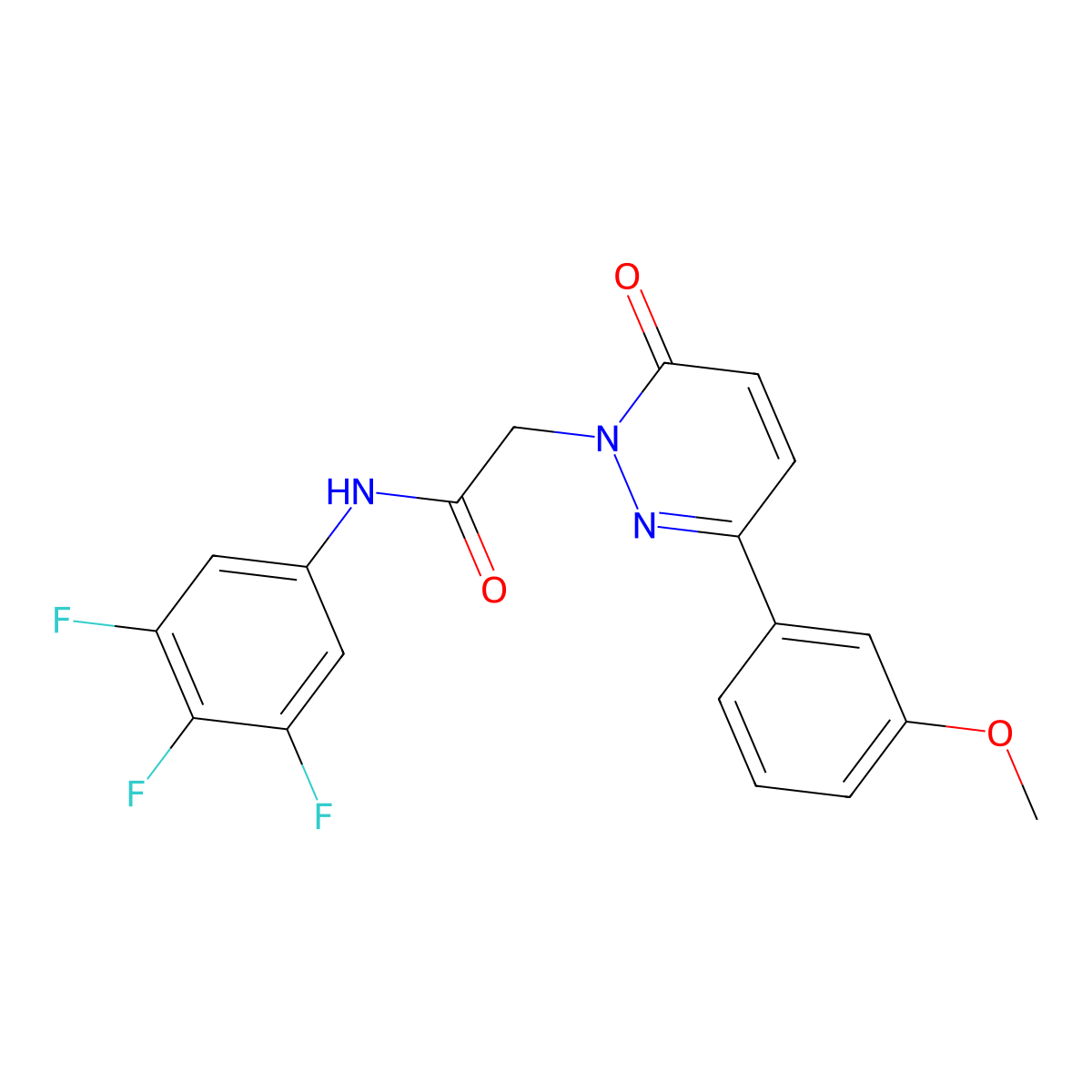 2-(3-(3-methoxyphenyl)-6-oxopyridazin-1(6H)-yl)-N-(3,4,5-trifluorophenyl)acetamide molecular structure, CAS 1232778-37-8