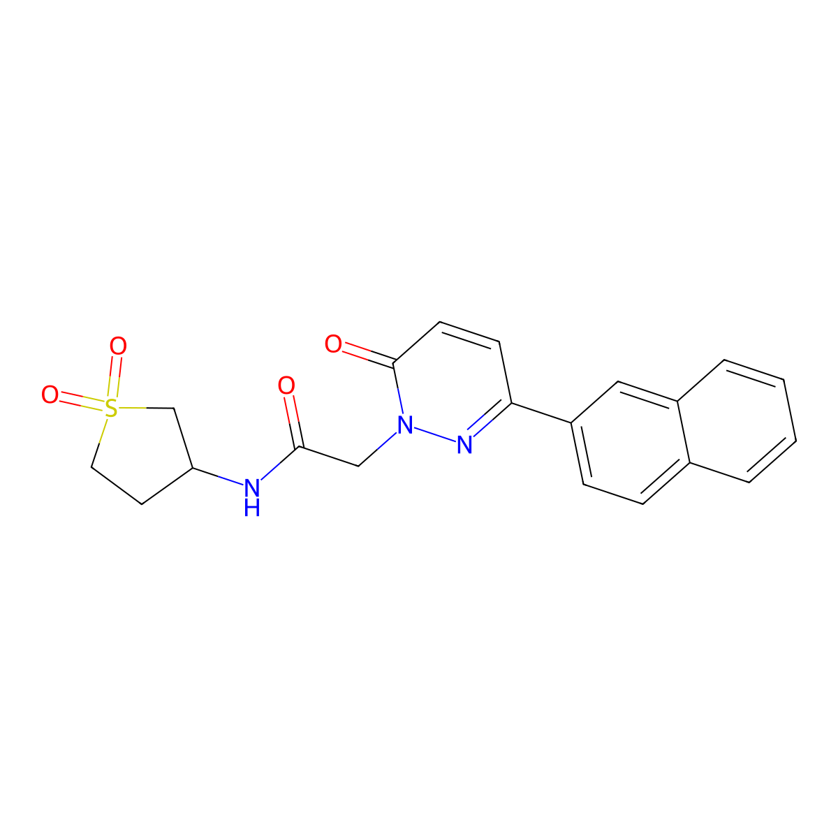 N-(1,1-dioxidotetrahydrothiophen-3-yl)-2-(3-(naphthalen-2-yl)-6-oxopyridazin-1(6H)-yl)acetamide molecular structure, CAS 1232778-98-1