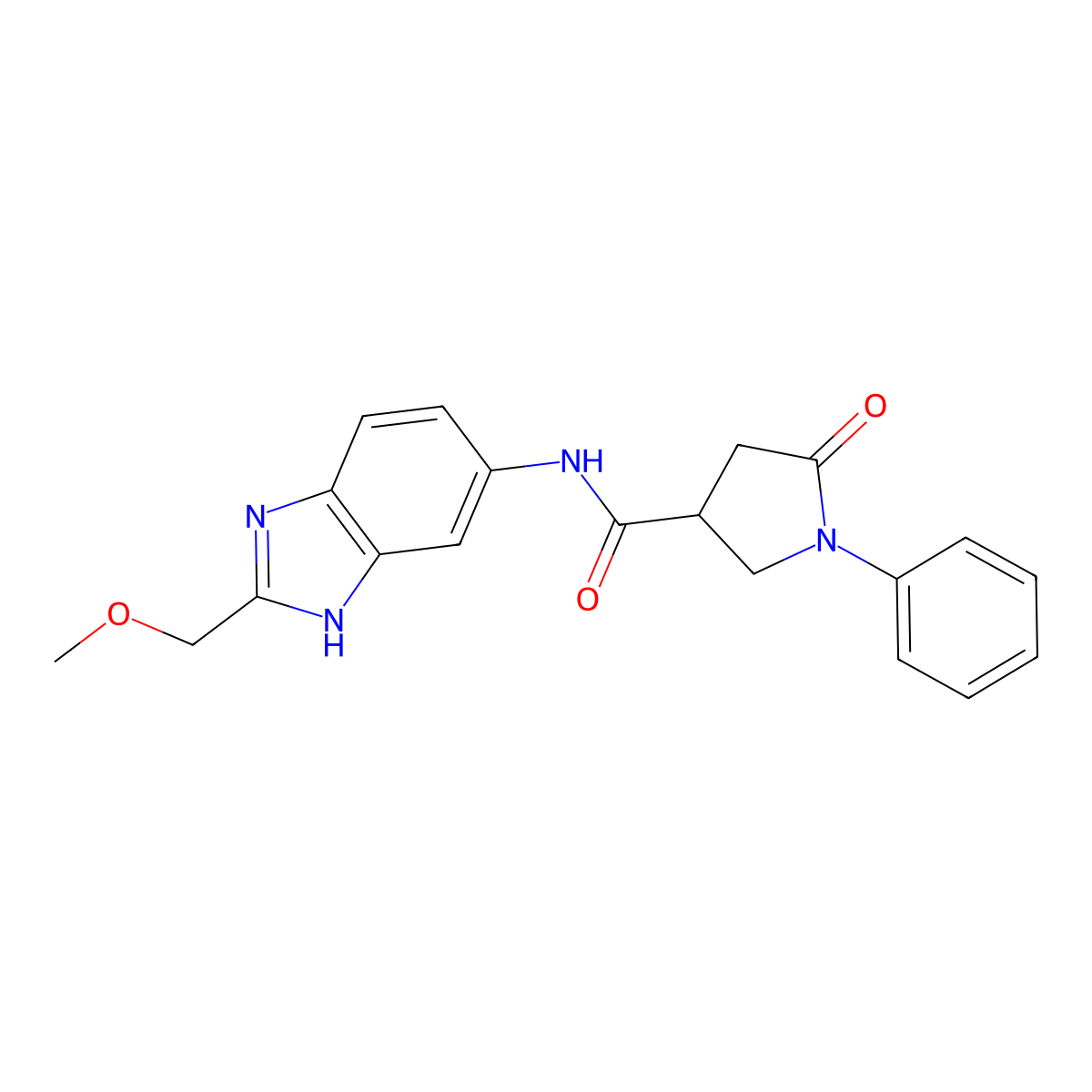 N-[2-(methoxymethyl)-1H-benzimidazol-5-yl]-5-oxo-1-phenylpyrrolidine-3-carboxamide molecular structure, CAS 1232779-08-6