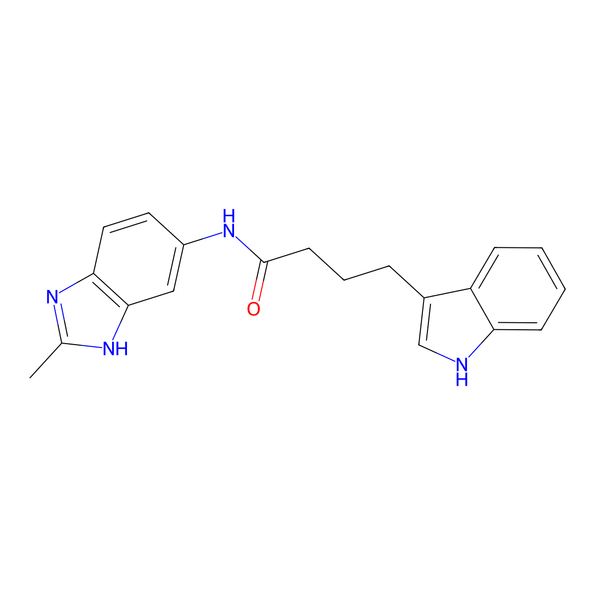 4-(1H-indol-3-yl)-N-(2-methyl-1H-benzimidazol-5-yl)butanamide molecular structure, CAS 1232779-16-6