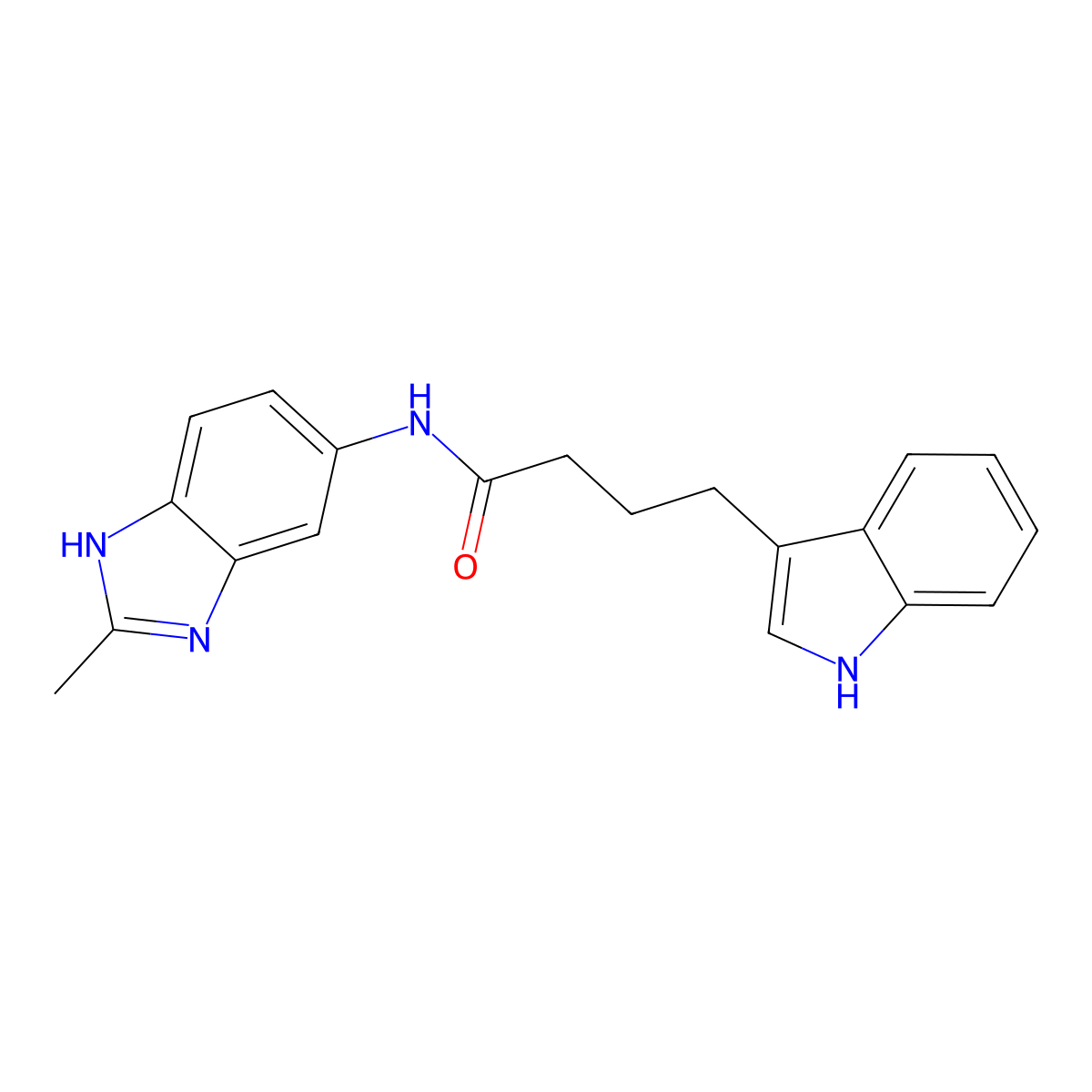 4-(1H-indol-3-yl)-N-(2-methyl-1H-benzimidazol-5-yl)butanamide molecular structure, CAS 1232779-16-6