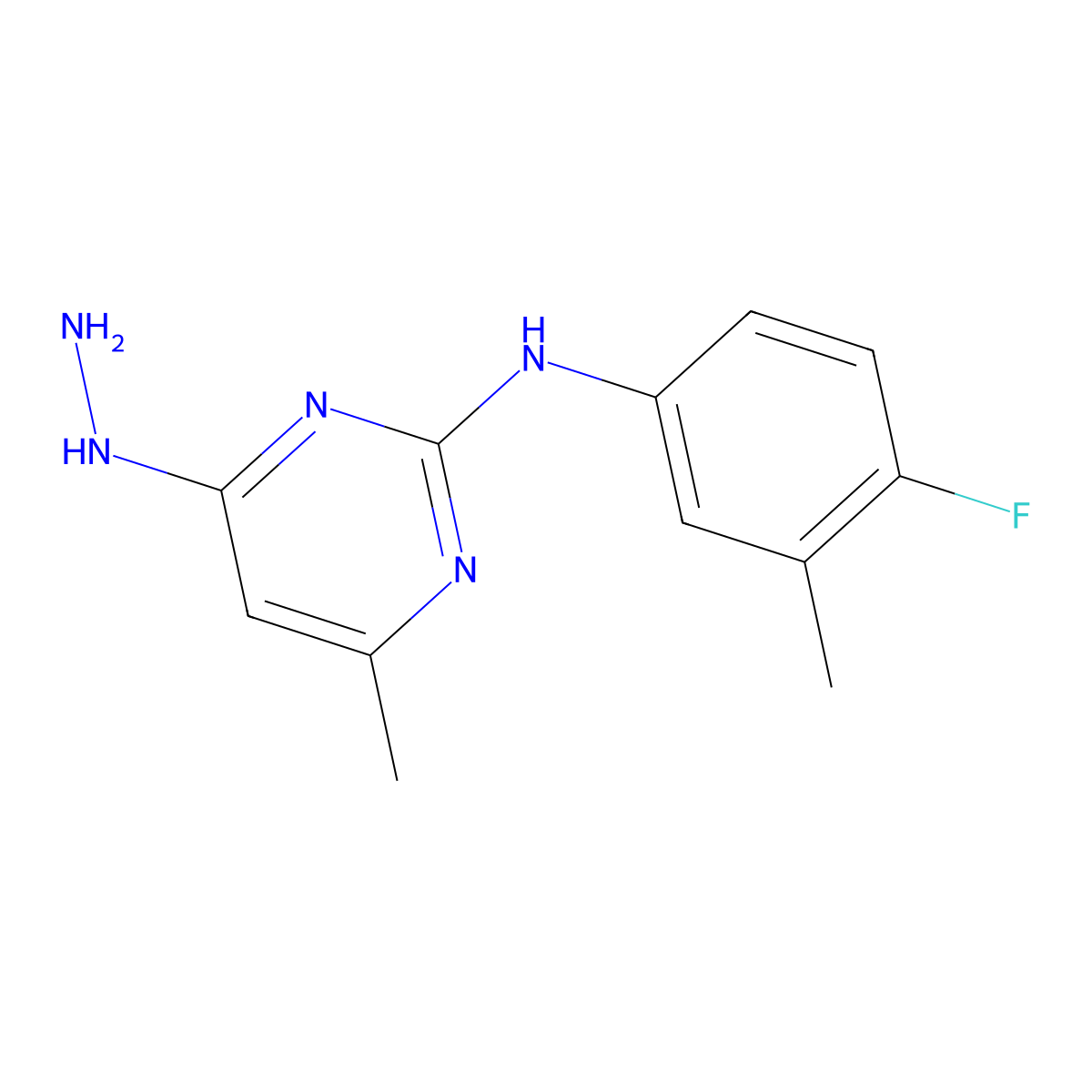 N-(4-fluoro-3-methylphenyl)-4-hydrazinyl-6-methylpyrimidin-2-amine molecular structure, CAS 1232779-25-7