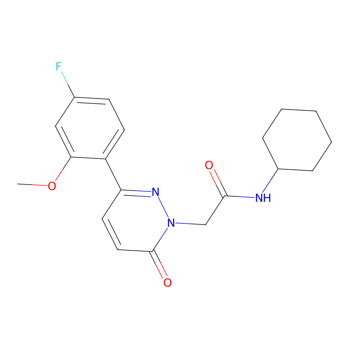 N-cyclohexyl-2-[3-(4-fluoro-2-methoxyphenyl)-6-oxopyridazin-1(6H)-yl]acetamide molecular structure, CAS 1232779-45-1