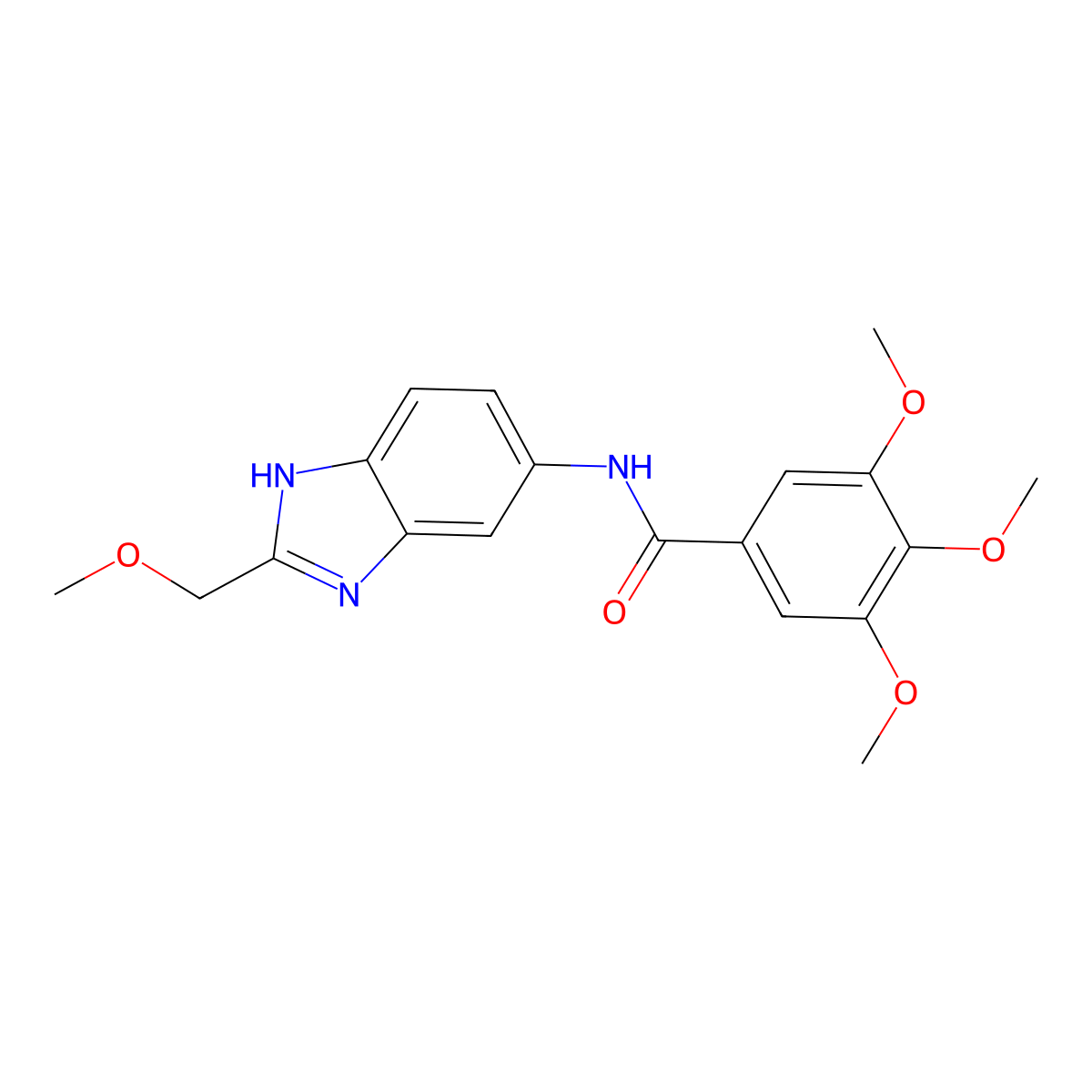 3,4,5-trimethoxy-N-[2-(methoxymethyl)-1H-benzimidazol-5-yl]benzamide molecular structure, CAS 1232779-77-9
