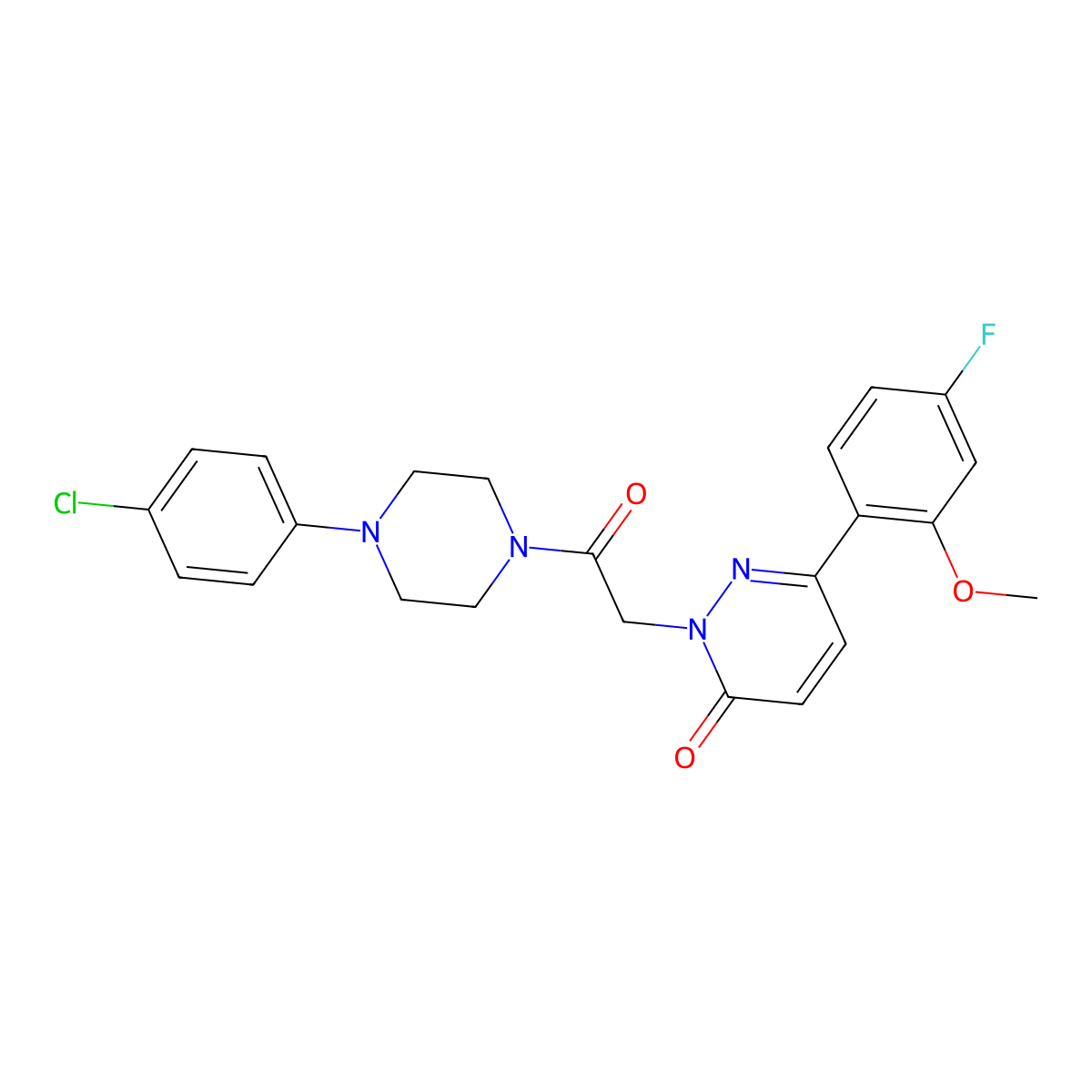 2-{2-[4-(4-chlorophenyl)piperazino]-2-oxoethyl}-6-(4-fluoro-2-methoxyphenyl)-3(2H)-pyridazinone molecular structure, CAS 1232779-81-5