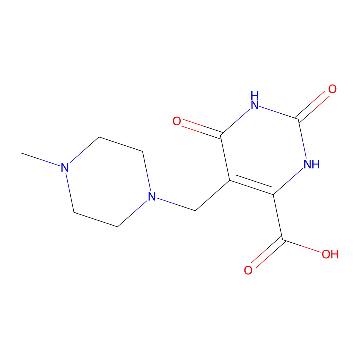 5-((4-Methylpiperazin-1-yl)methyl)-2,6-dioxo-1,2,3,6-tetrahydropyrimidine-4-carboxylic acid molecular structure, CAS 1232779-89-3