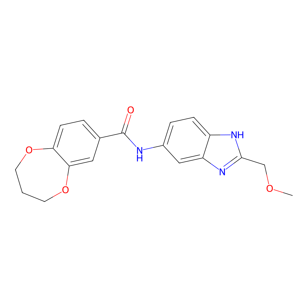 N-[2-(methoxymethyl)-1H-benzimidazol-5-yl]-3,4-dihydro-2H-1,5-benzodioxepine-7-carboxamide molecular structure, CAS 1232780-16-3