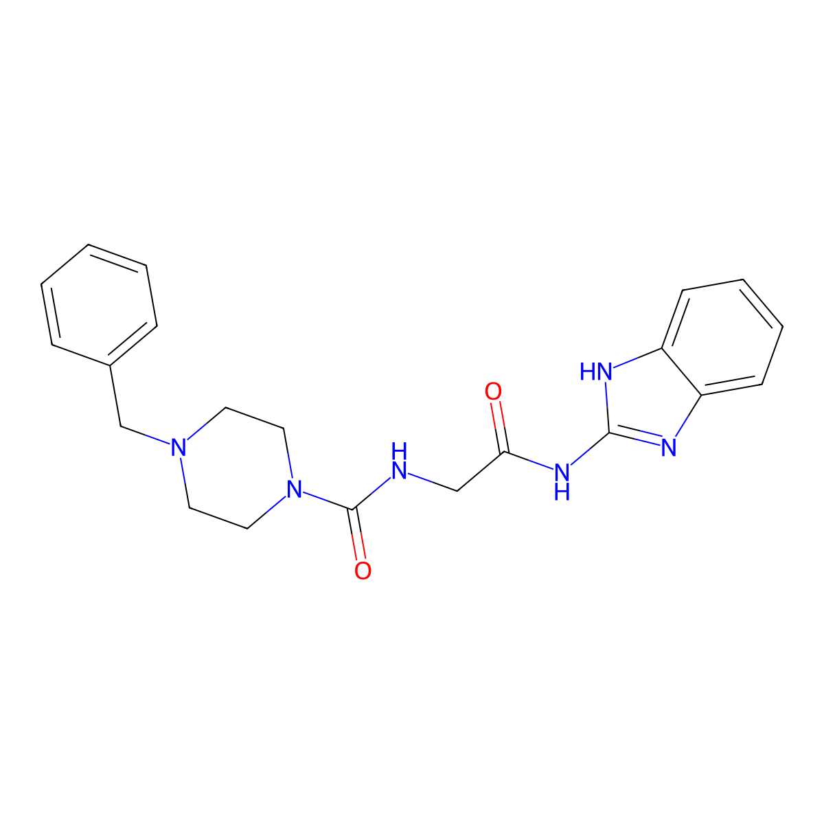 N-[2-(1H-benzimidazol-2-ylamino)-2-oxoethyl]-4-benzylpiperazine-1-carboxamide molecular structure, CAS 1232780-23-2