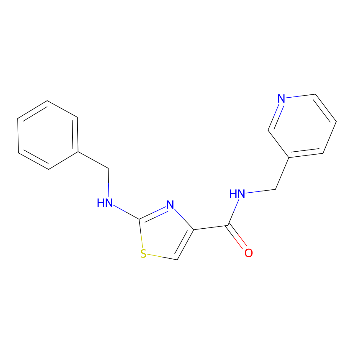 2-(benzylamino)-N-(3-pyridylmethyl)-1,3-thiazole-4-carboxamide molecular structure, CAS 1232780-45-8