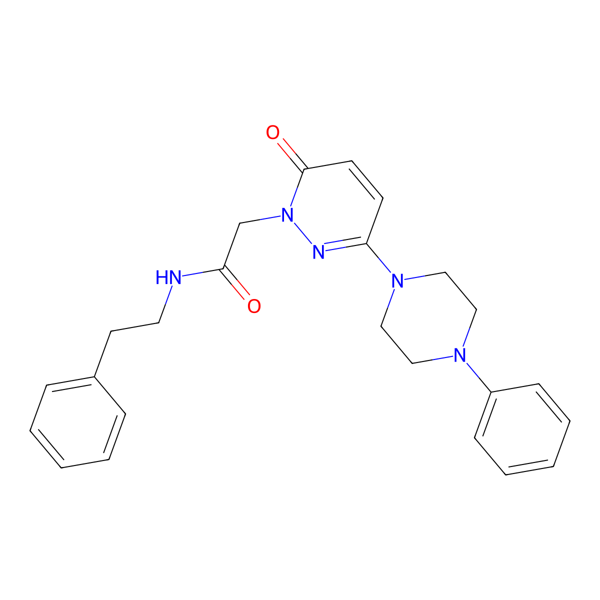 2-[6-oxo-3-(4-phenylpiperazin-1-yl)pyridazin-1(6H)-yl]-N-(2-phenylethyl)acetamide molecular structure, CAS 1232780-47-0
