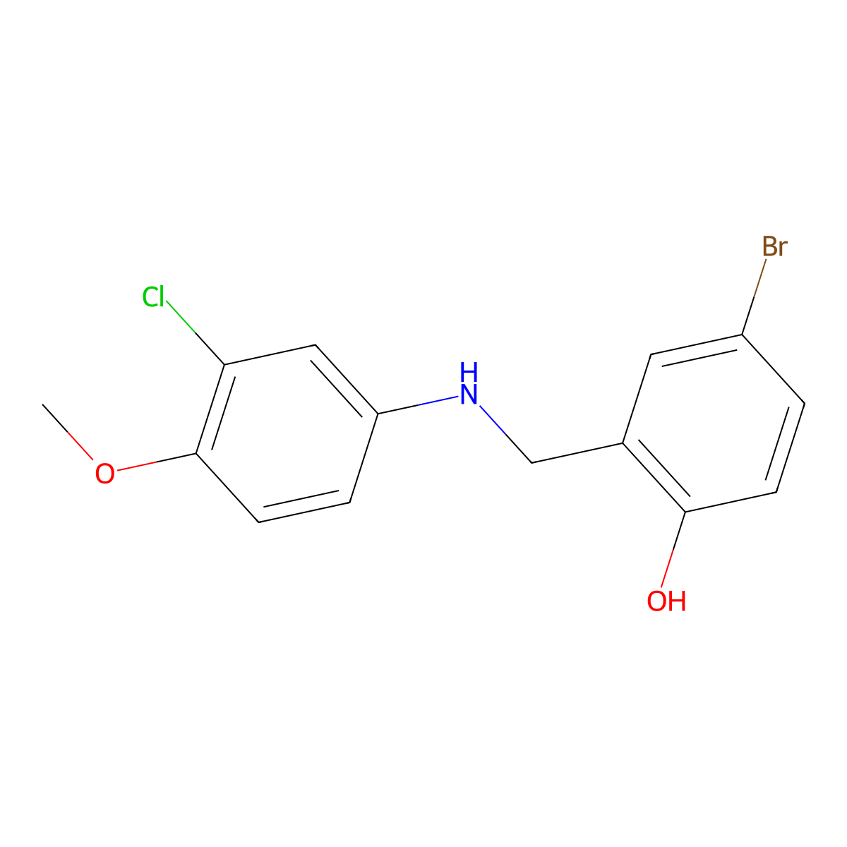 4-Bromo-2-{[(3-chloro-4-methoxyphenyl)amino]methyl}phenol molecular structure, CAS 1232780-49-2