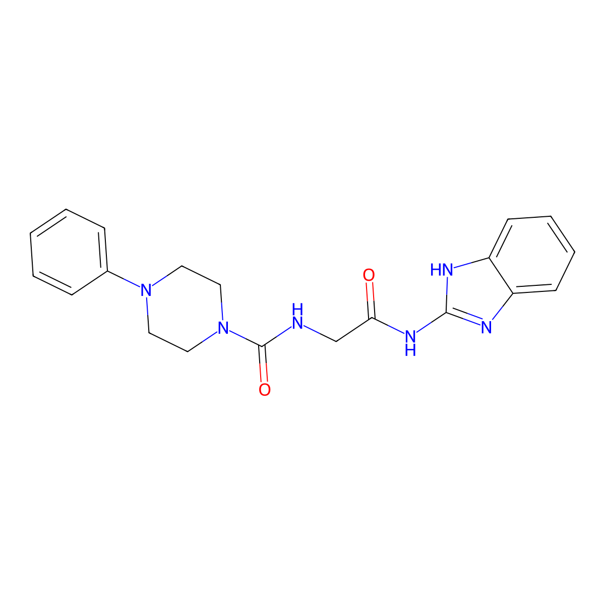 N-[2-(1H-benzimidazol-2-ylamino)-2-oxoethyl]-4-phenylpiperazine-1-carboxamide molecular structure, CAS 1232780-60-7