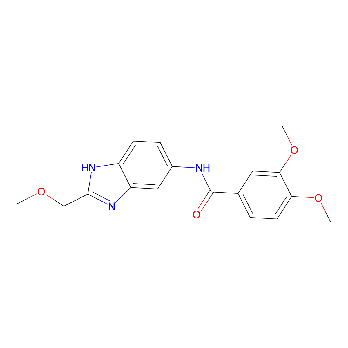 3,4-dimethoxy-N-[2-(methoxymethyl)-1H-benzimidazol-5-yl]benzamide molecular structure, CAS 1232780-61-8