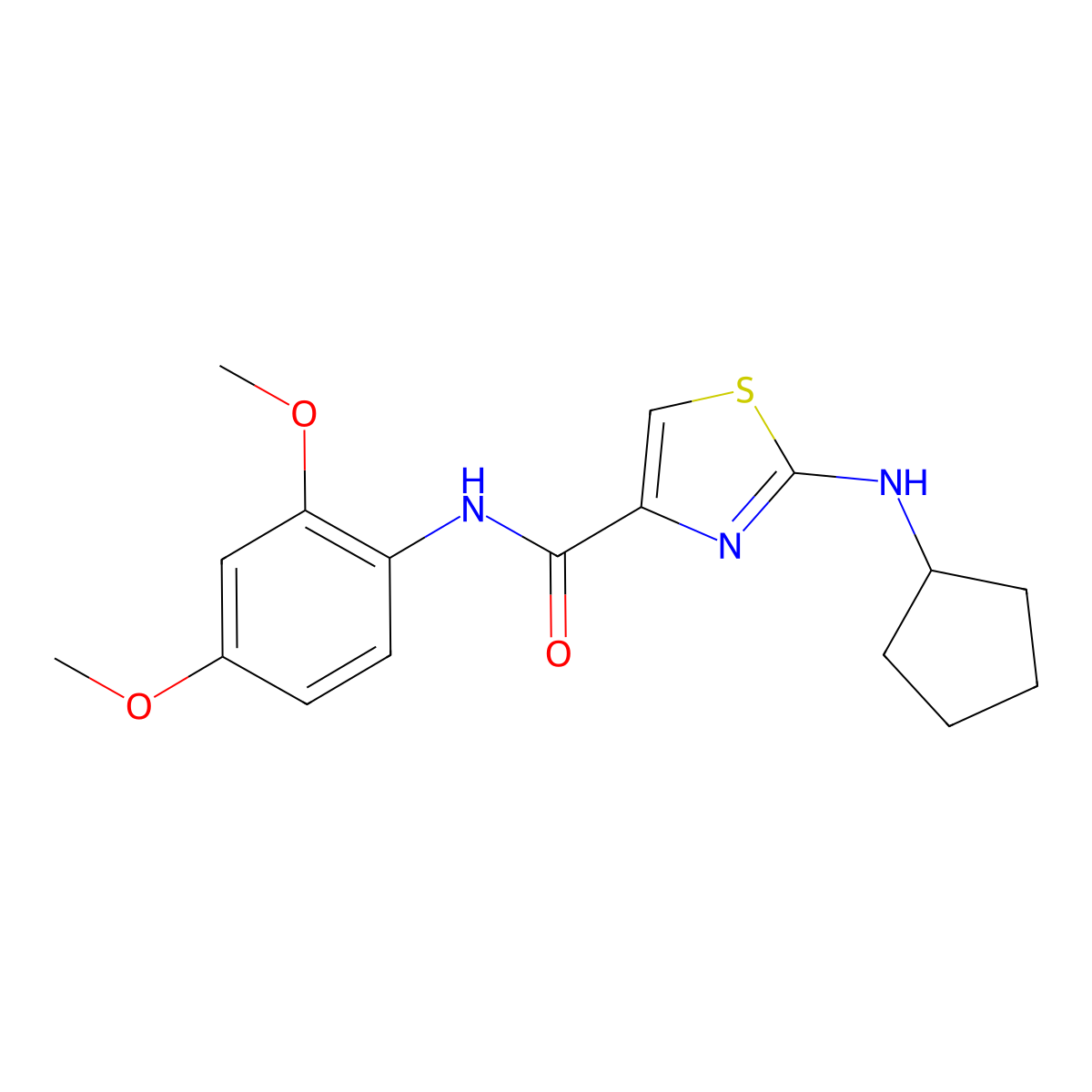 2-(cyclopentylamino)-N-(2,4-dimethoxyphenyl)-1,3-thiazole-4-carboxamide molecular structure, CAS 1232780-67-4